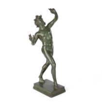 A 20th century bronze faun 13cm wide 34cm high