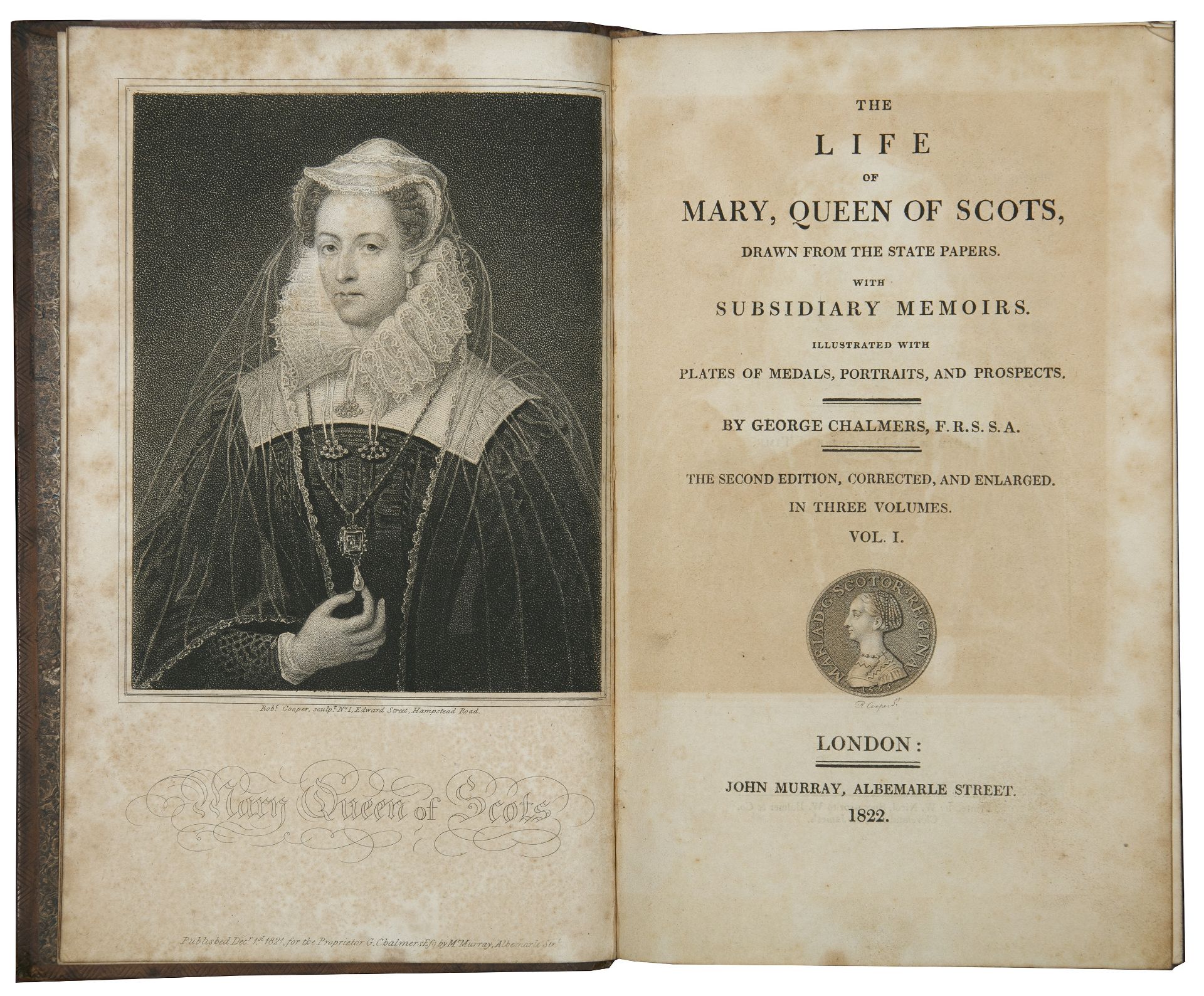 Chalmers (George). 'The Life of Mary Queen of Scots'. 2nd Ed. 3 vols. Murray, London 1822, full calf - Bild 2 aus 2