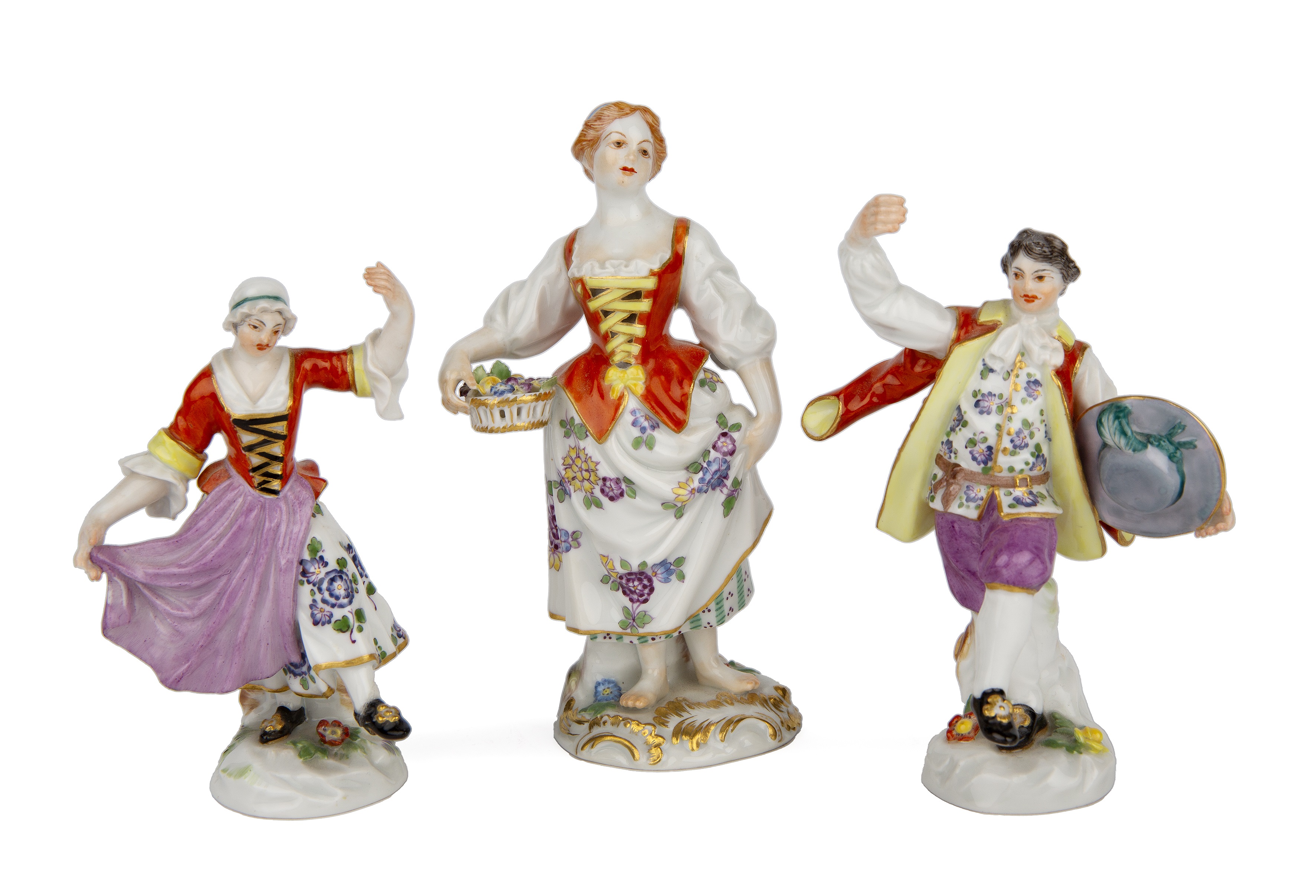 Three Meissen porcelain figures, 2061,2066 and 60337 the largest 12.5cm