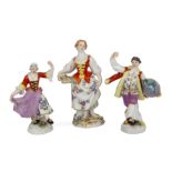 Three Meissen porcelain figures, 2061,2066 and 60337 the largest 12.5cm