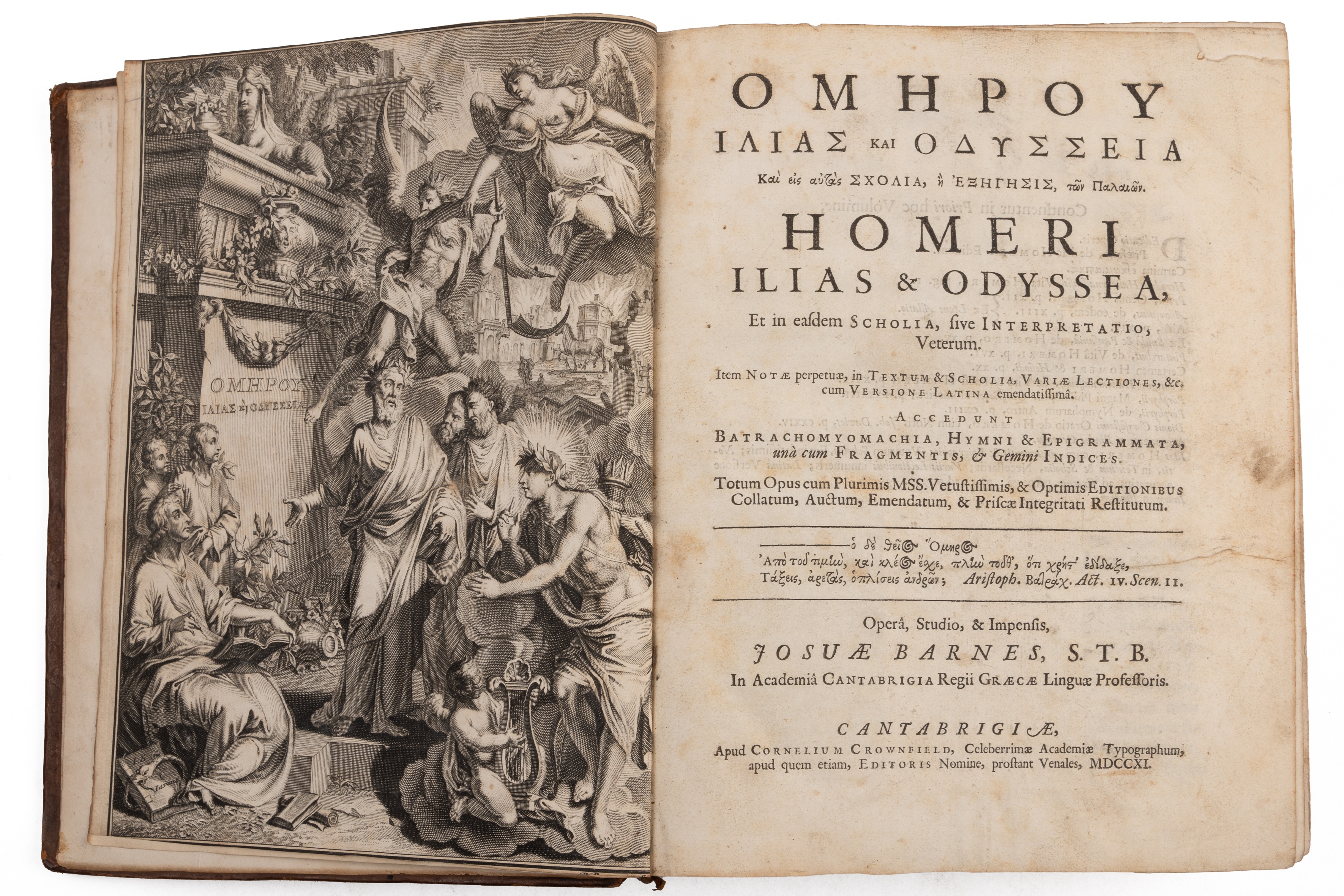 Homer 'Ilias and Odyssea' Joshua Barnes Ed. 2 vols. Crownfield, Cambridge 1711. 4to. allegorical - Bild 2 aus 3