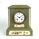A Macintyre and Co. pottery case mantel clock, the enamelled dial with roman numerals overall, 25.
