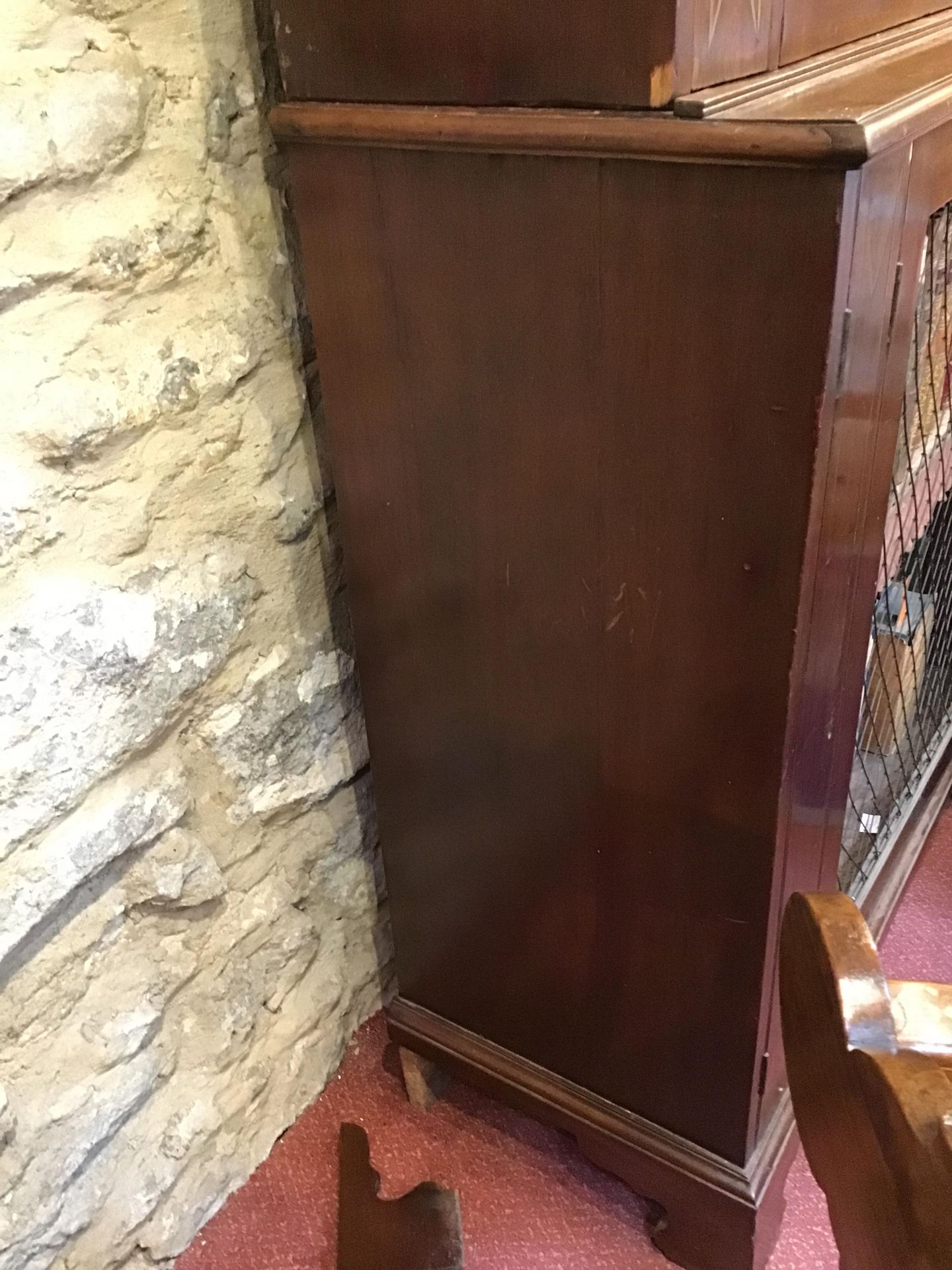 A Regency mahogany brass inlaid bookcase with adjustable shelves and wirework doors, all raised on - Image 5 of 18