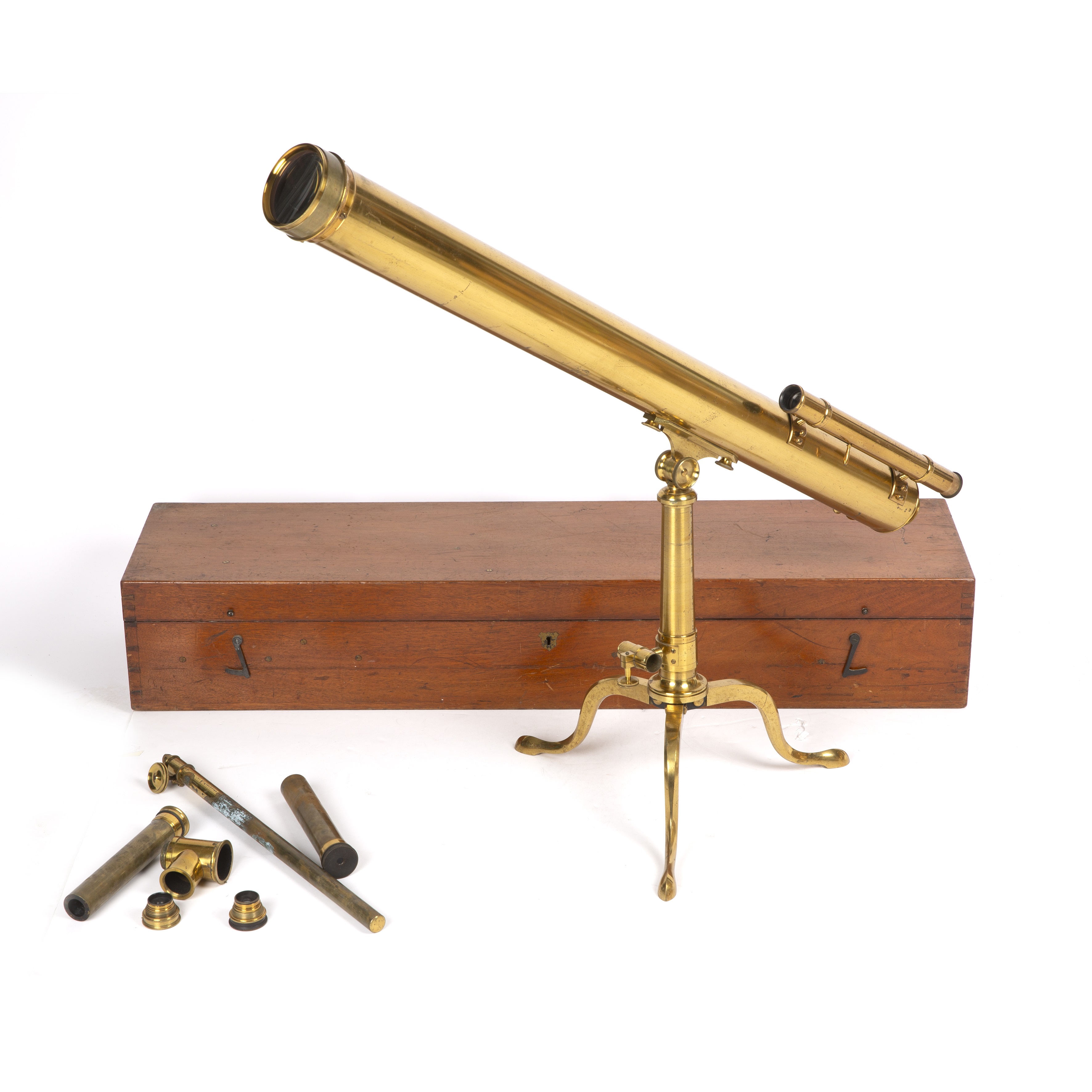 An early 20th century brass refracting telescope by Watson and sons 95cm in length with its original - Image 5 of 5