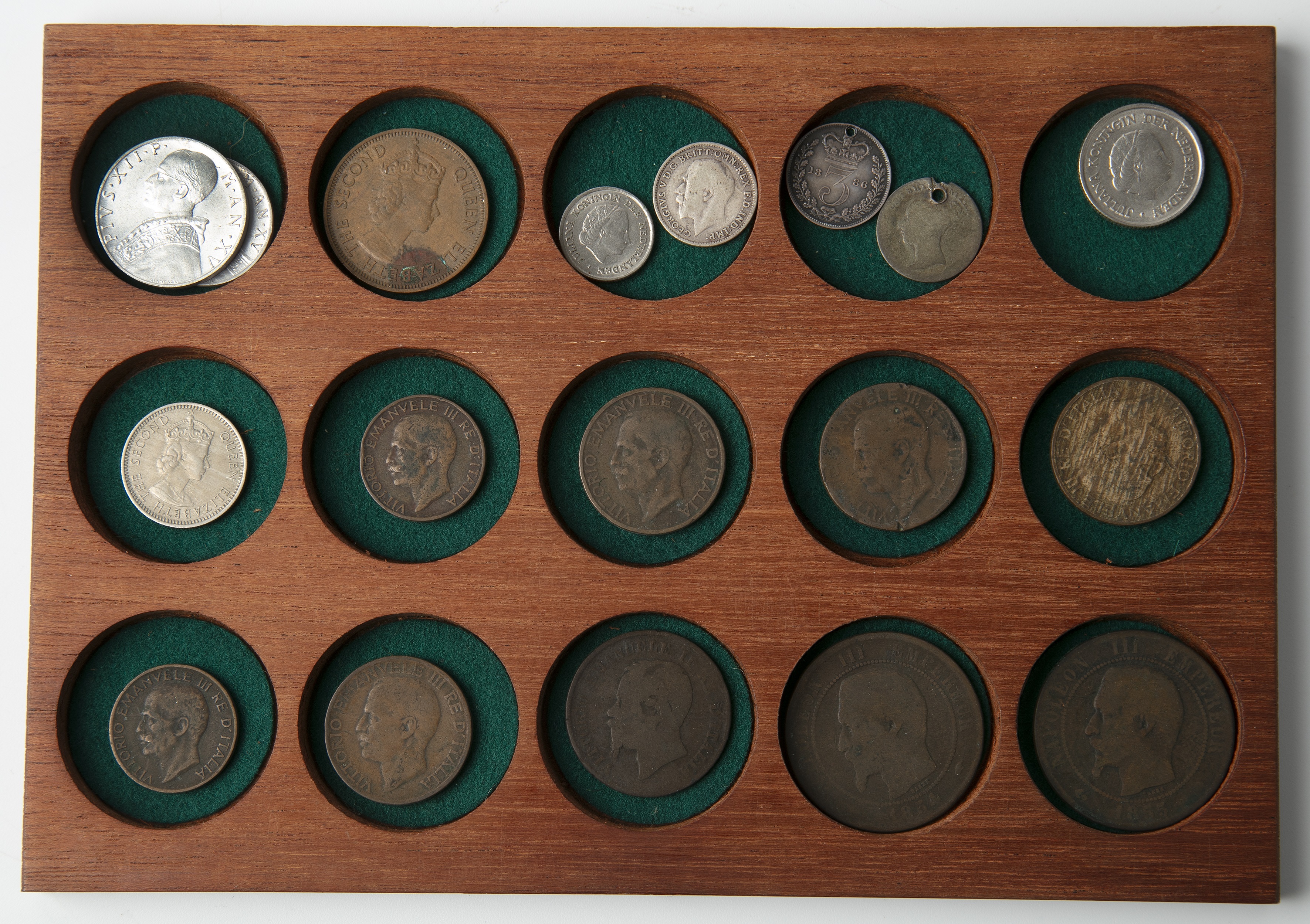 A cabinet on antique coins to include Roman coins, Gordian III, other coins George III 1787 - Image 5 of 12