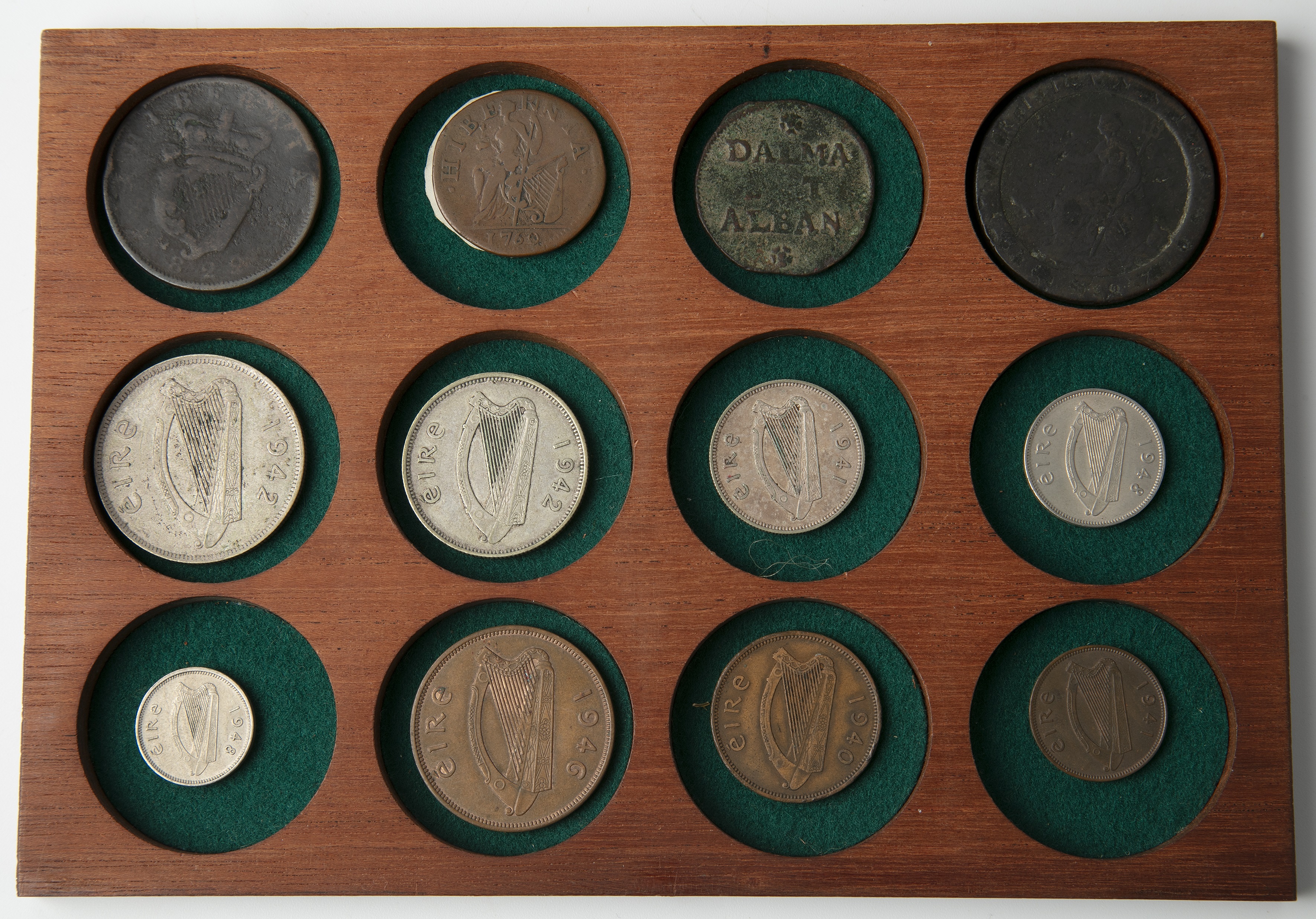 A cabinet on antique coins to include Roman coins, Gordian III, other coins George III 1787 - Image 4 of 12