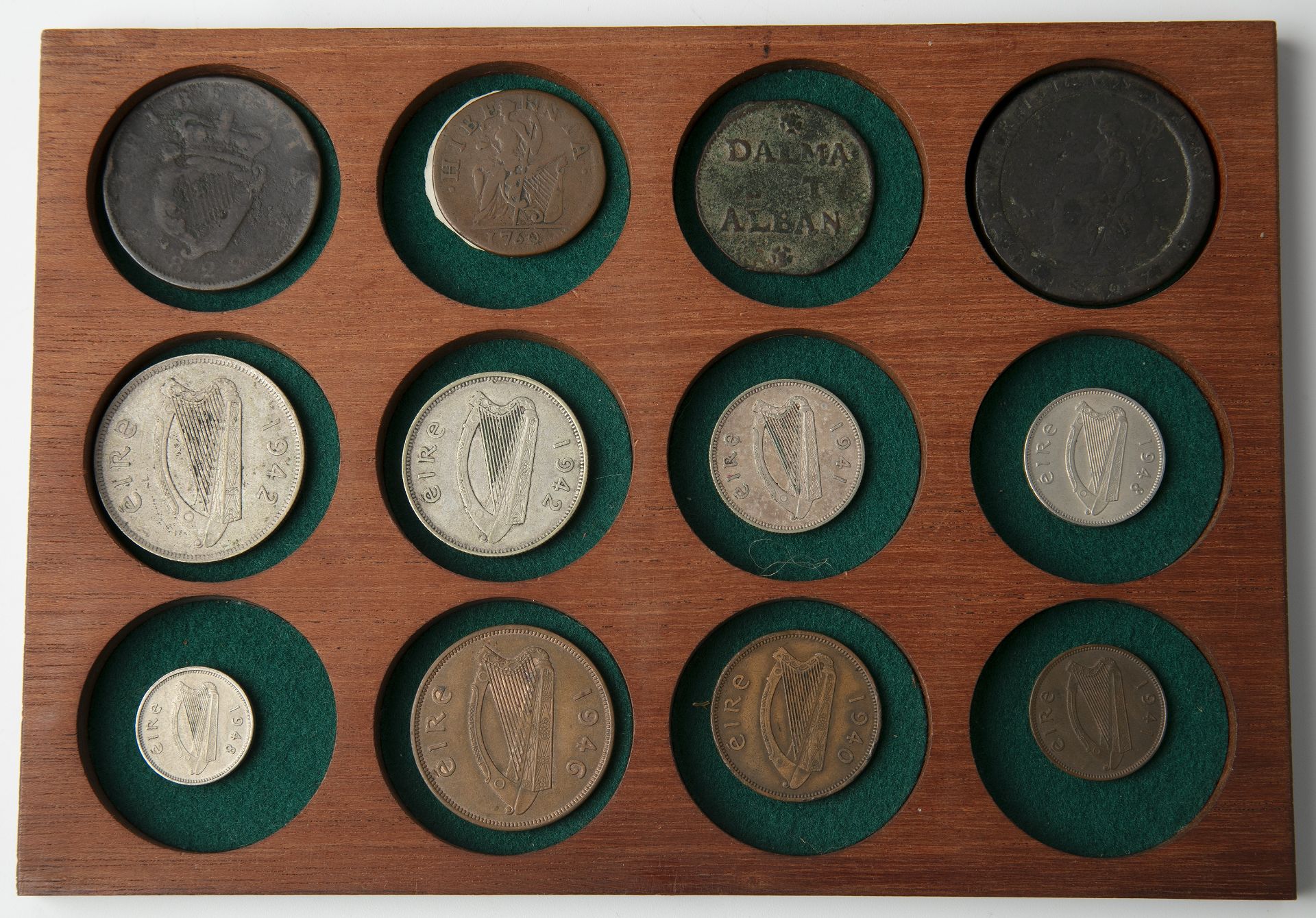 A cabinet on antique coins to include Roman coins, Gordian III, other coins George III 1787 - Image 4 of 12