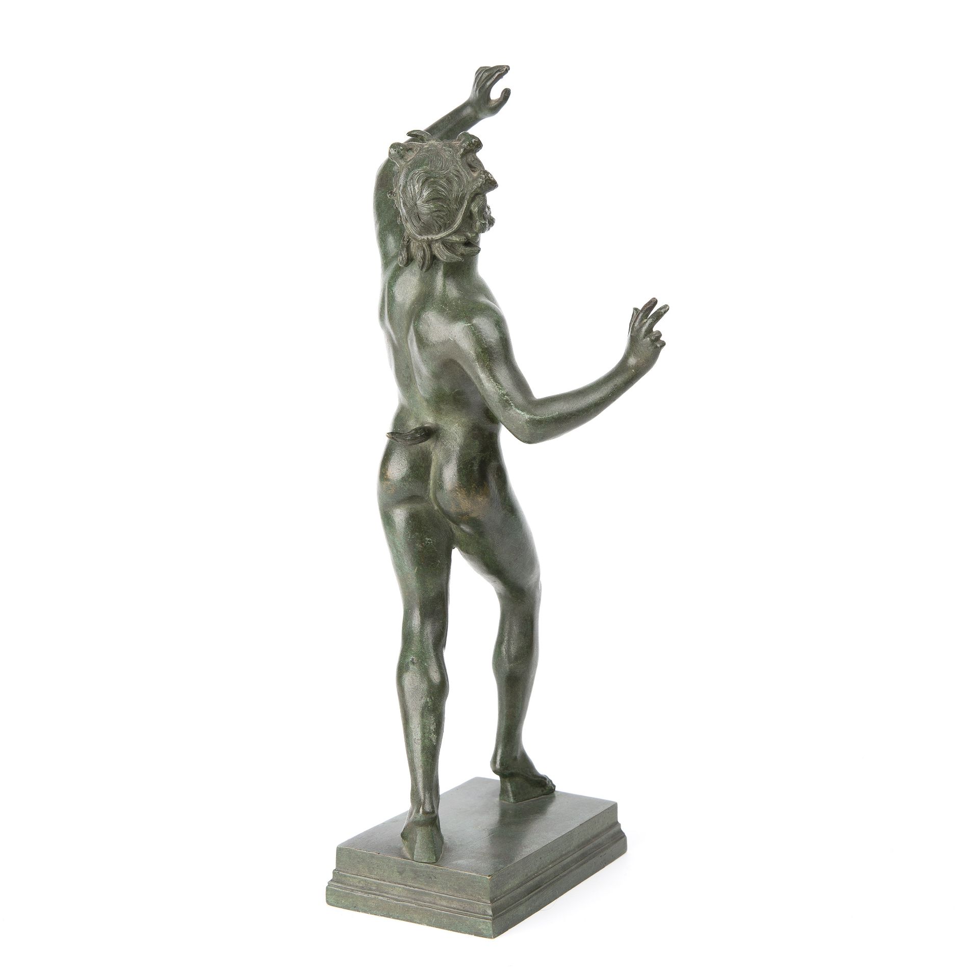A 20th century bronze faun 13cm wide 34cm high - Image 4 of 5