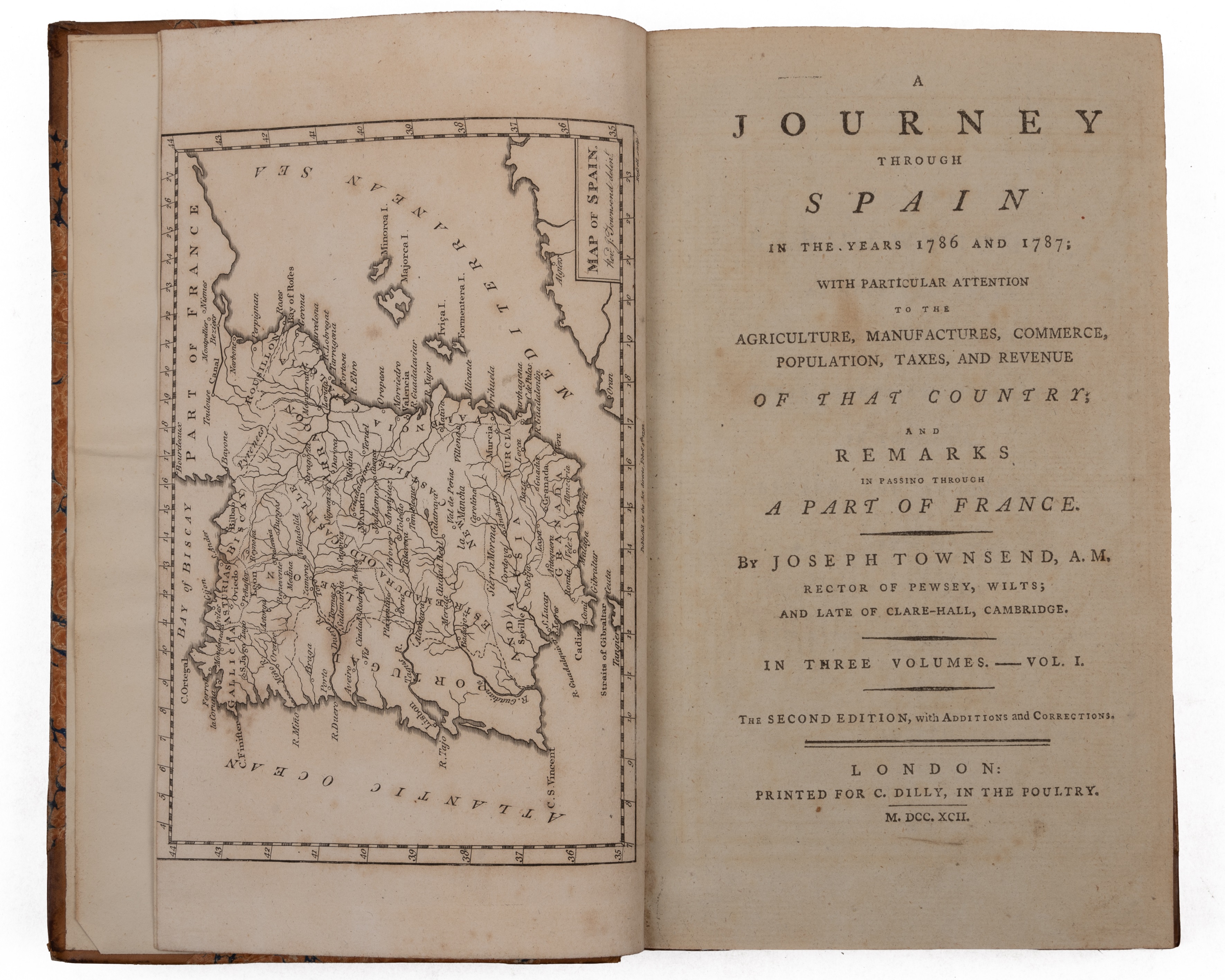 Townsend (Joseph). 'A Journey through Spain in the Years 1786 and 1787...'. 3 vols. 8vo. C Dilly, - Image 2 of 2