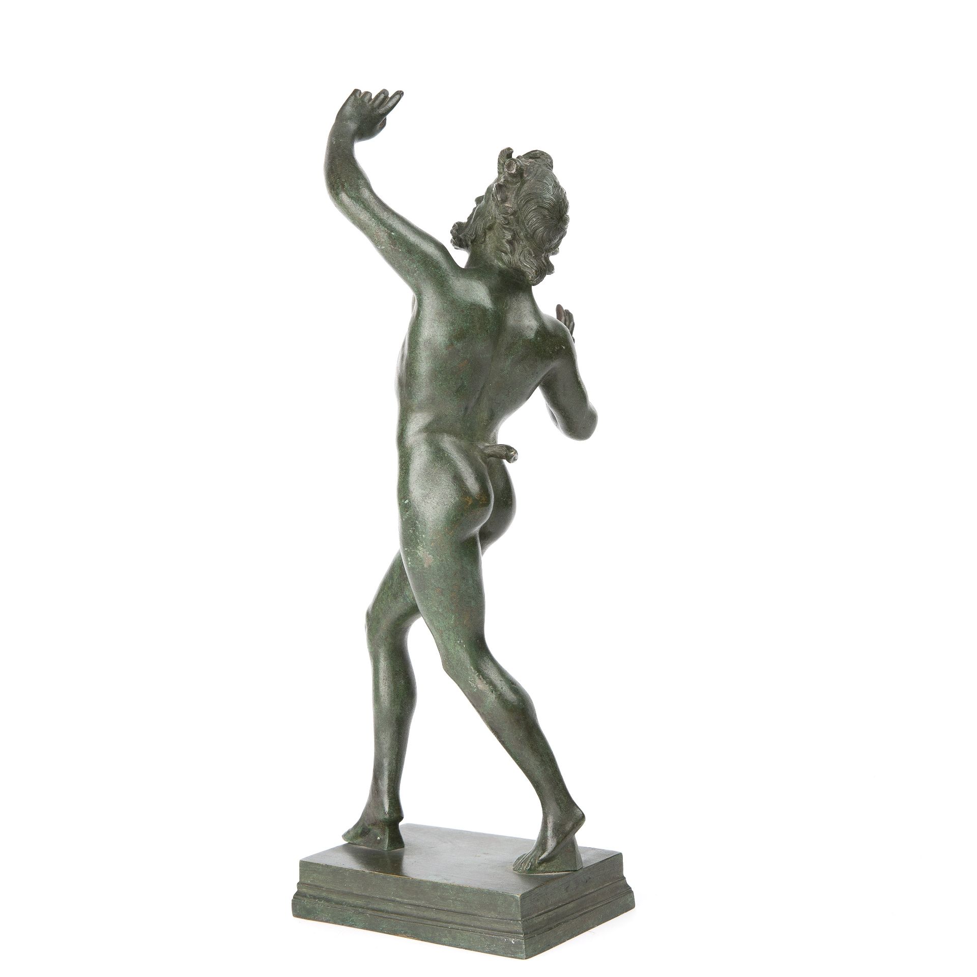 A 20th century bronze faun 13cm wide 34cm high - Image 3 of 5