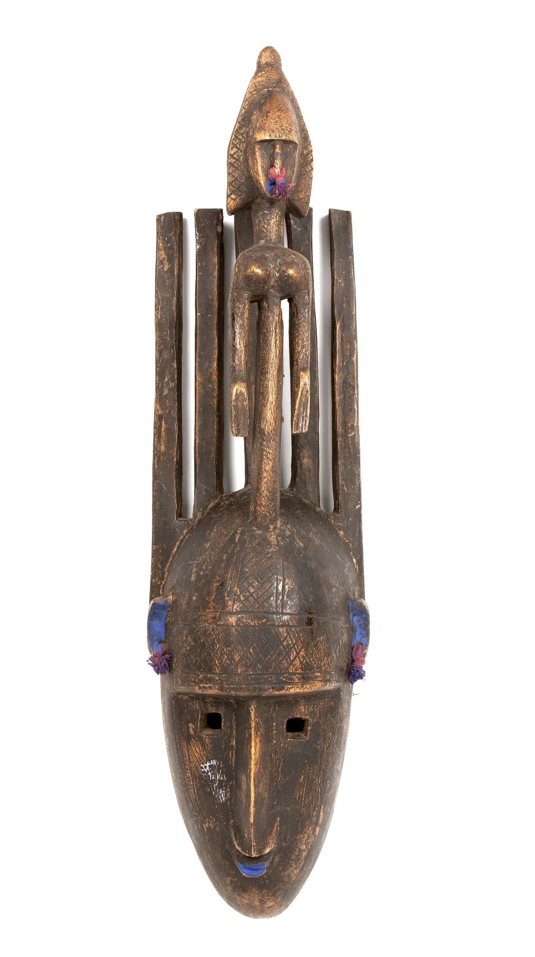 A Mali Bamana dance mask 20cm wide 67cm high.
