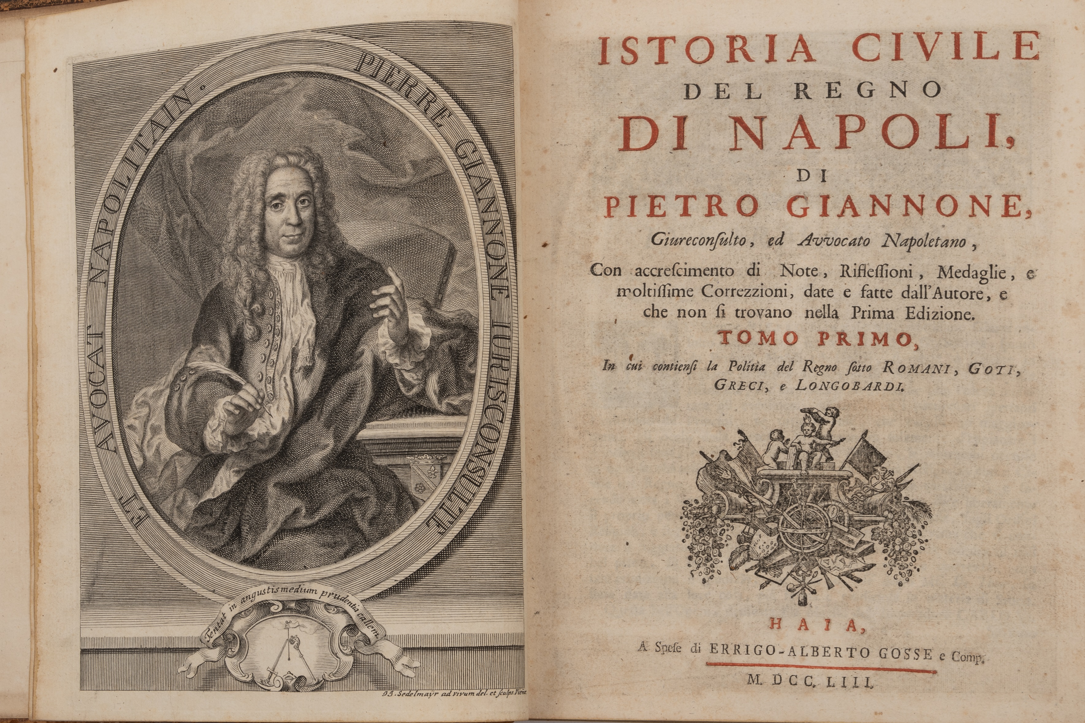Giannone (Pietro). Istoria Civile del Regno di Napoli. 4 vols. Errigo-Alberto Gosse, Haia (The - Bild 3 aus 3