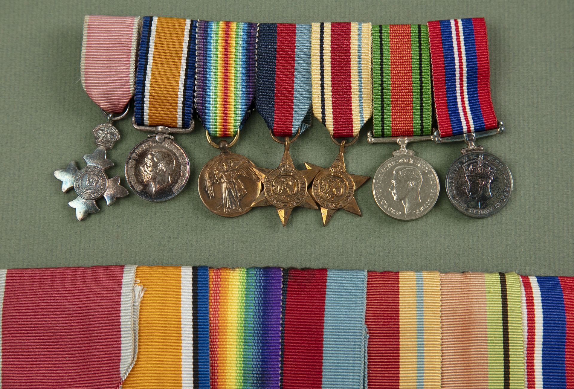 WWI and WWII campaign medals awarded to Captain R Ingham to include an MBE and miniatures, - Image 3 of 4