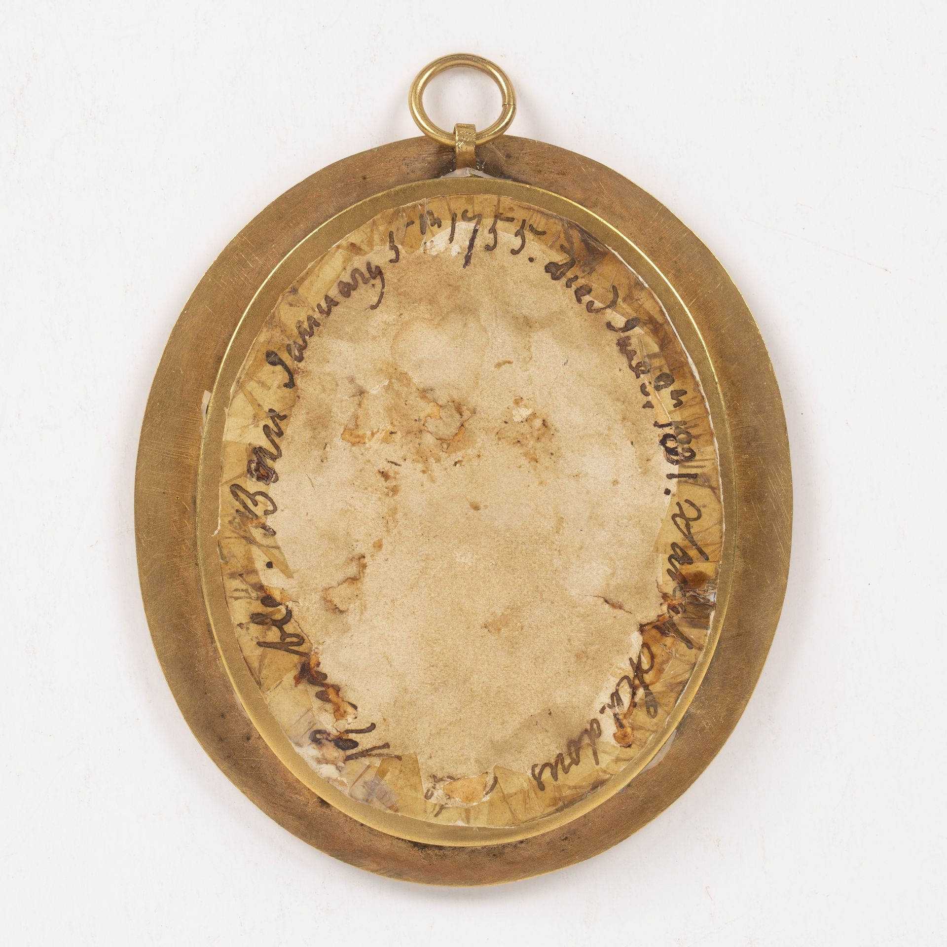 A 19th century English school, miniature oval portrait of Sarah Siddons with plaited hair and - Bild 3 aus 3