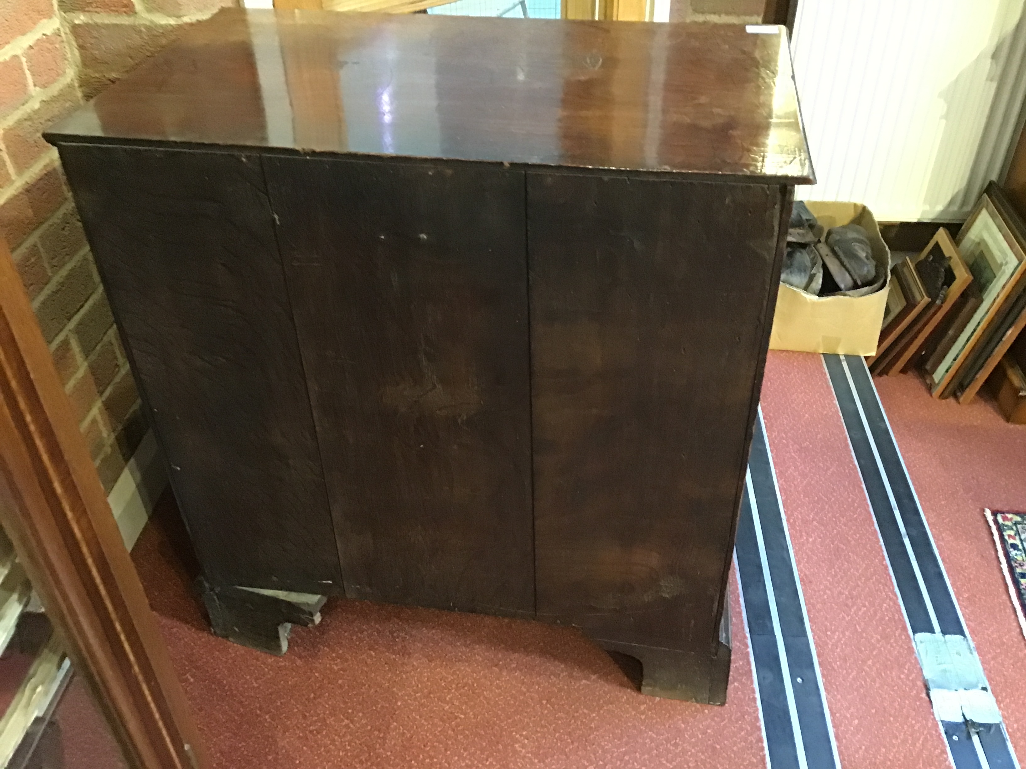 A George III mahogany chest of four long drawers having brass swan neck handles, a brushing slide - Image 31 of 31