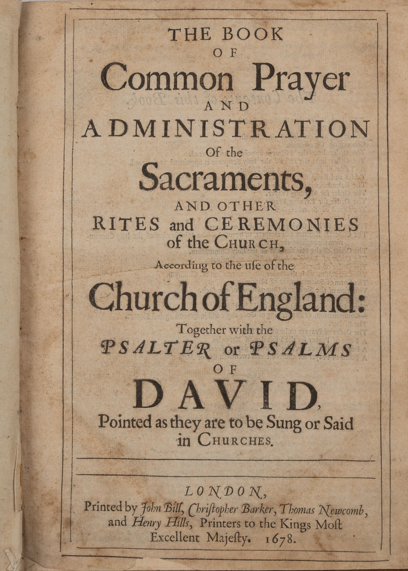 A Charles II Book of Common Prayer printed In the Savoy by the Assigns of John Bill and - Bild 2 aus 3