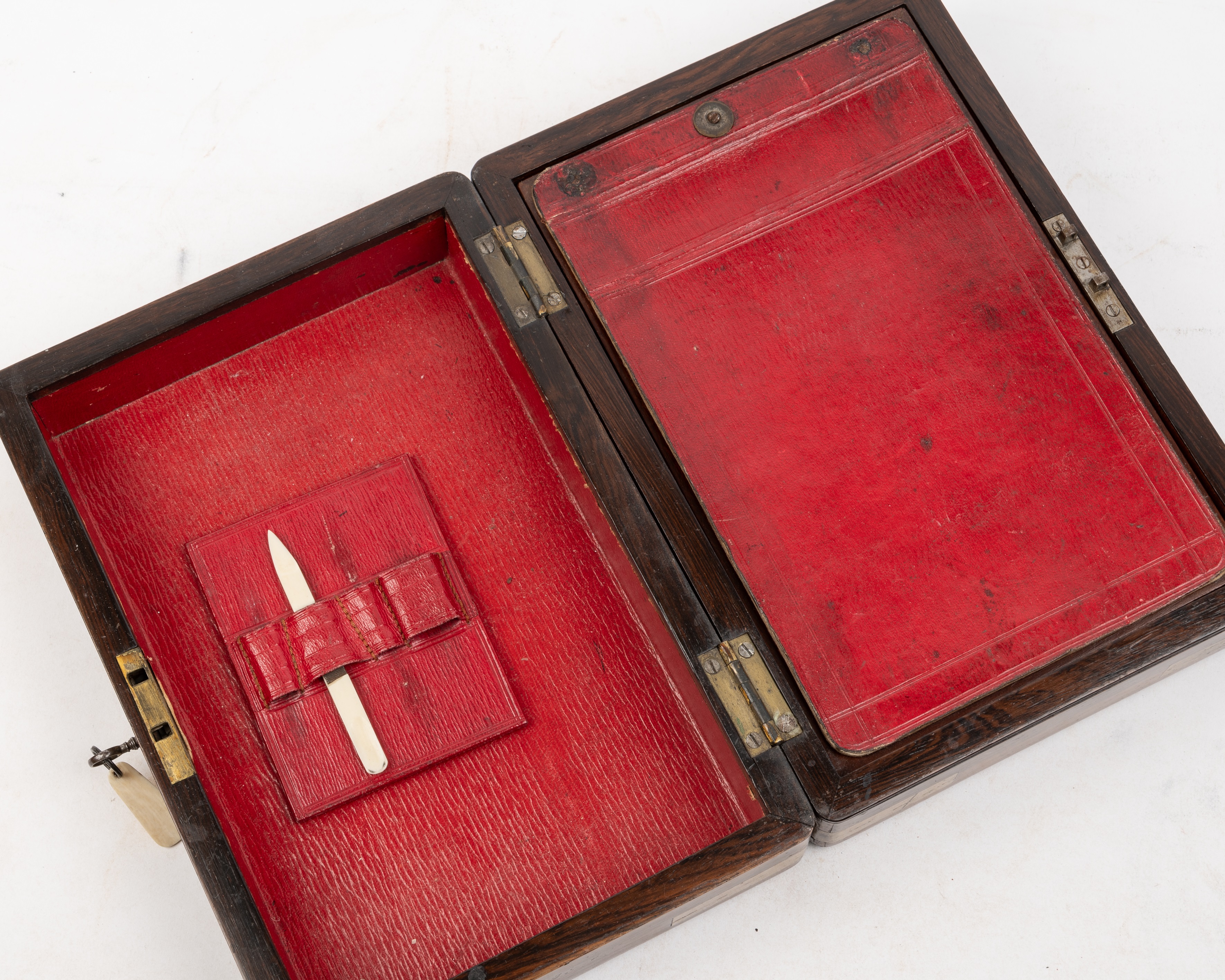 A Regency mahogany tea caddy 25cm wide a rosewood box and a parquetry box 22cm wide. - Image 3 of 6