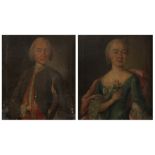 18th century French school, a pair of portraits, lady and gentleman, oil on canvas 30cm x 26cm