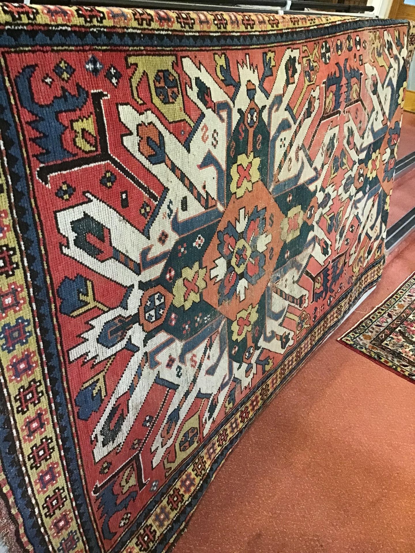 An early 20th century star Kazak rug with polychrome decoration and a banded border 130cm x 215cm - Bild 15 aus 24