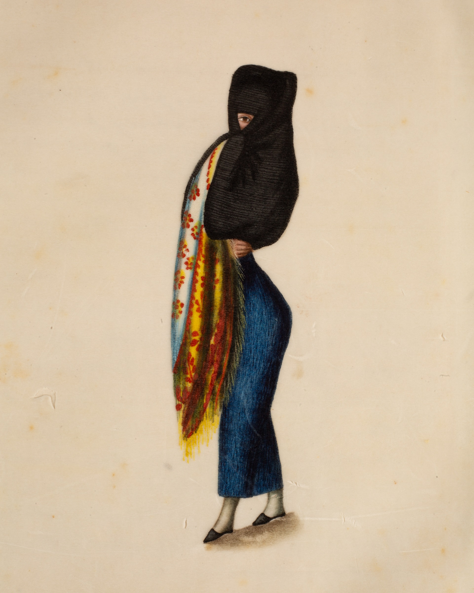 19th century Cantonese School. An album of twenty ‘pith’ paintings entitled ‘Lima (Peru) Costumes’ - Image 9 of 35