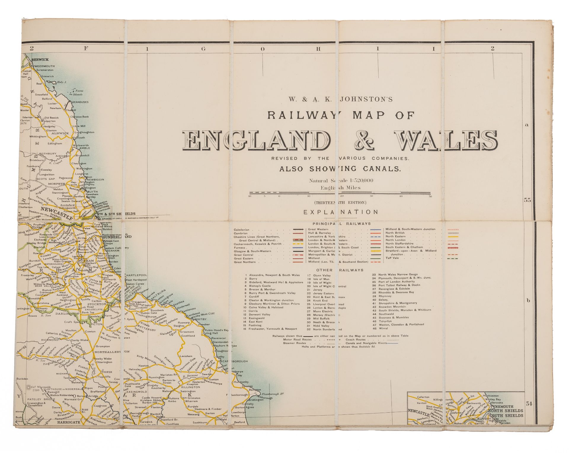 W & A.K. Johnston's Railway Map of England and Wales, 13th Edition. The Scarborough Company,