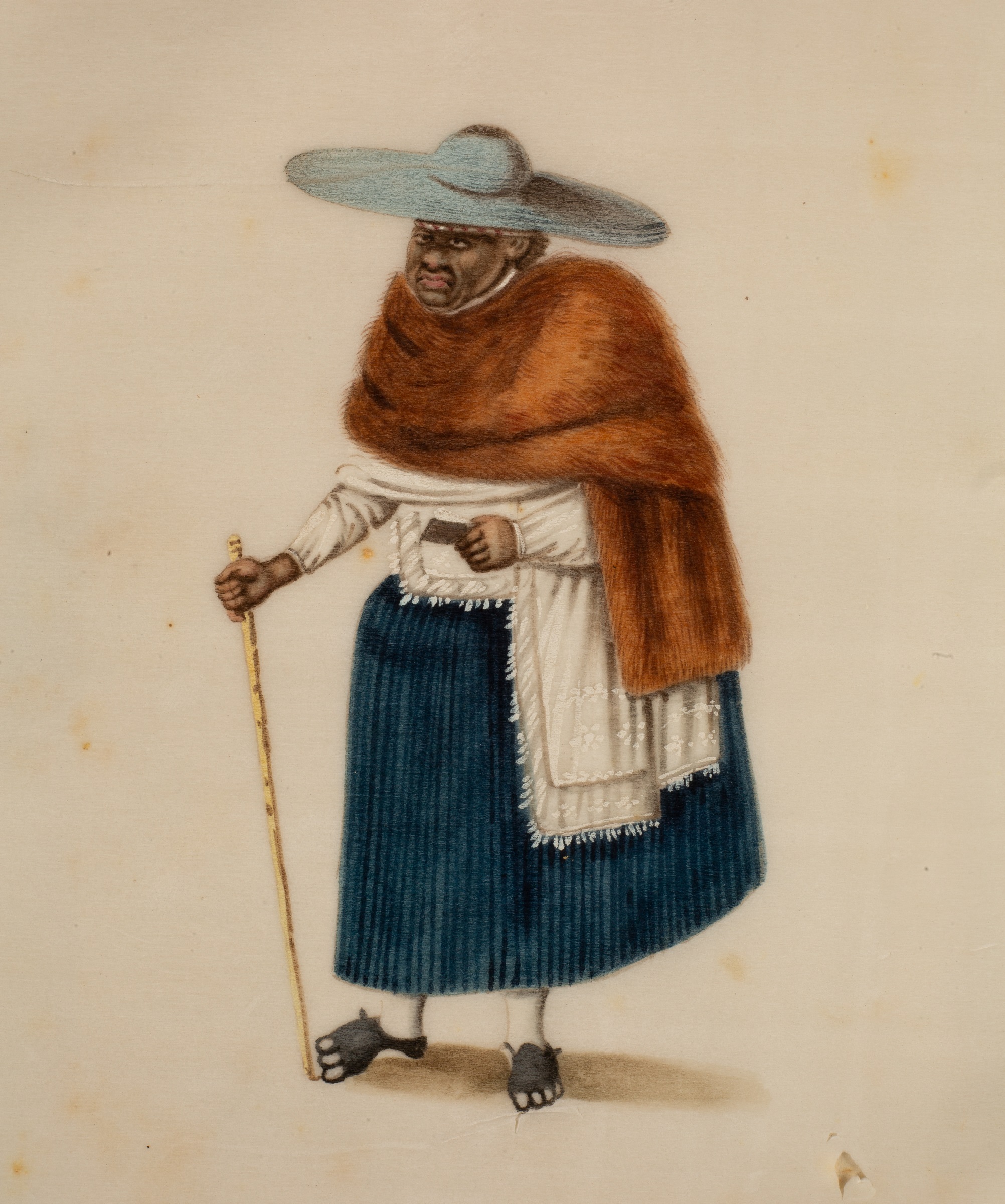 19th century Cantonese School. An album of twenty ‘pith’ paintings entitled ‘Lima (Peru) Costumes’ - Image 14 of 35