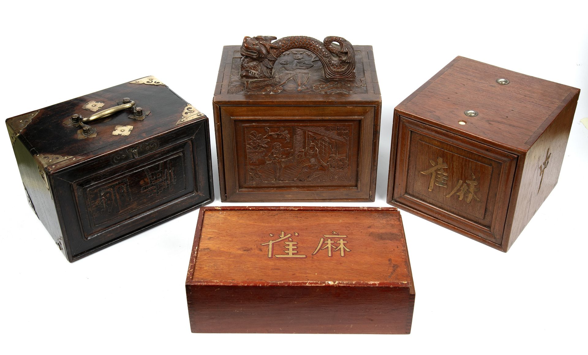 Four early 20th century majong sets, in Bone bamboo and resin. - Image 2 of 2