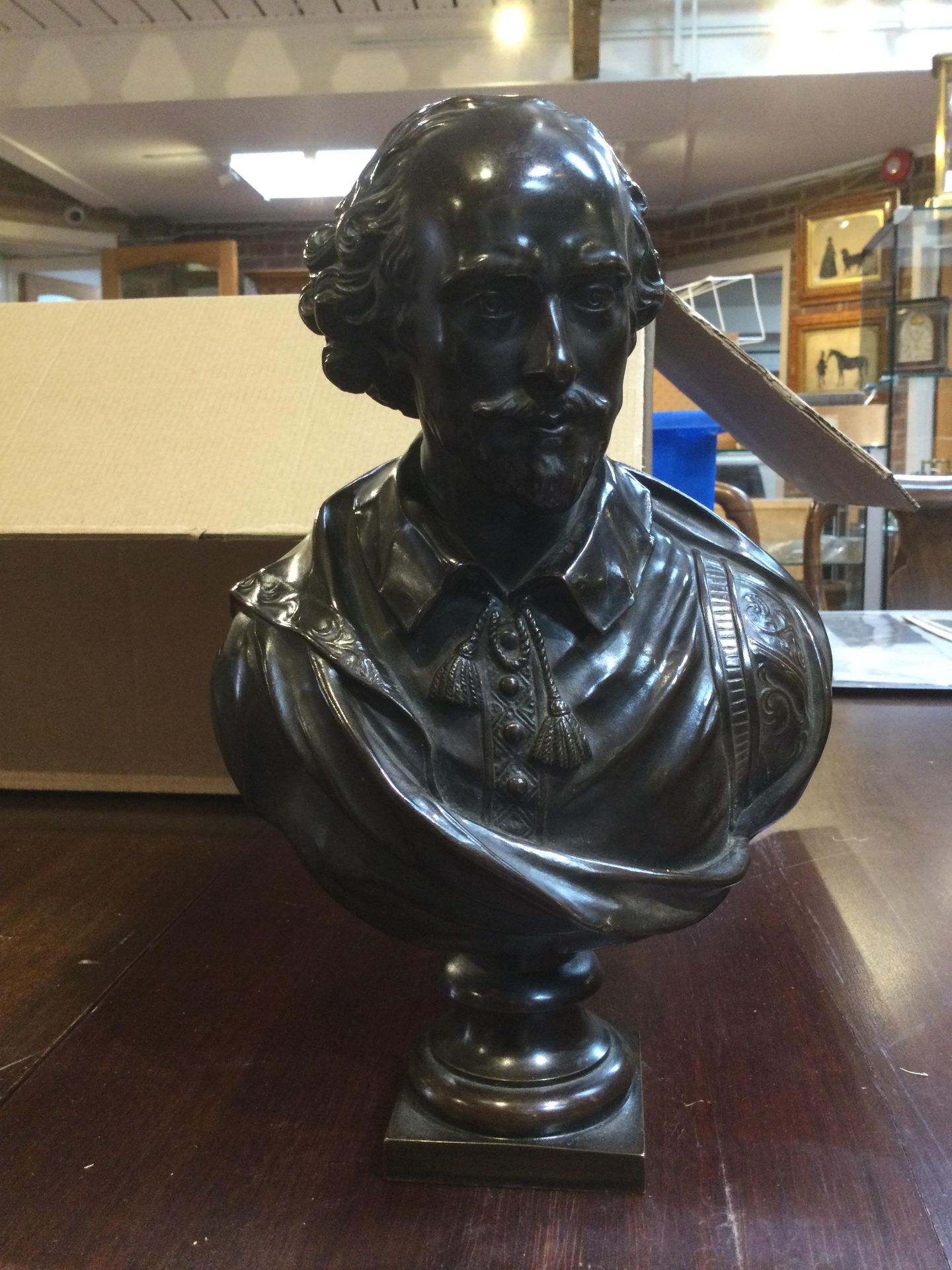 Ferdinand Barbedienne (1810-1892) a bust of Shakespeare bronze 20cm wide 27cm high A few light - Image 13 of 14
