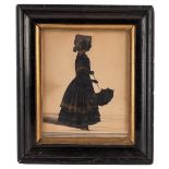 An early 19th century silhouette portrait of a girl 18cm x 14cm