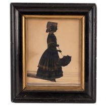 An early 19th century silhouette portrait of a girl 18cm x 14cm