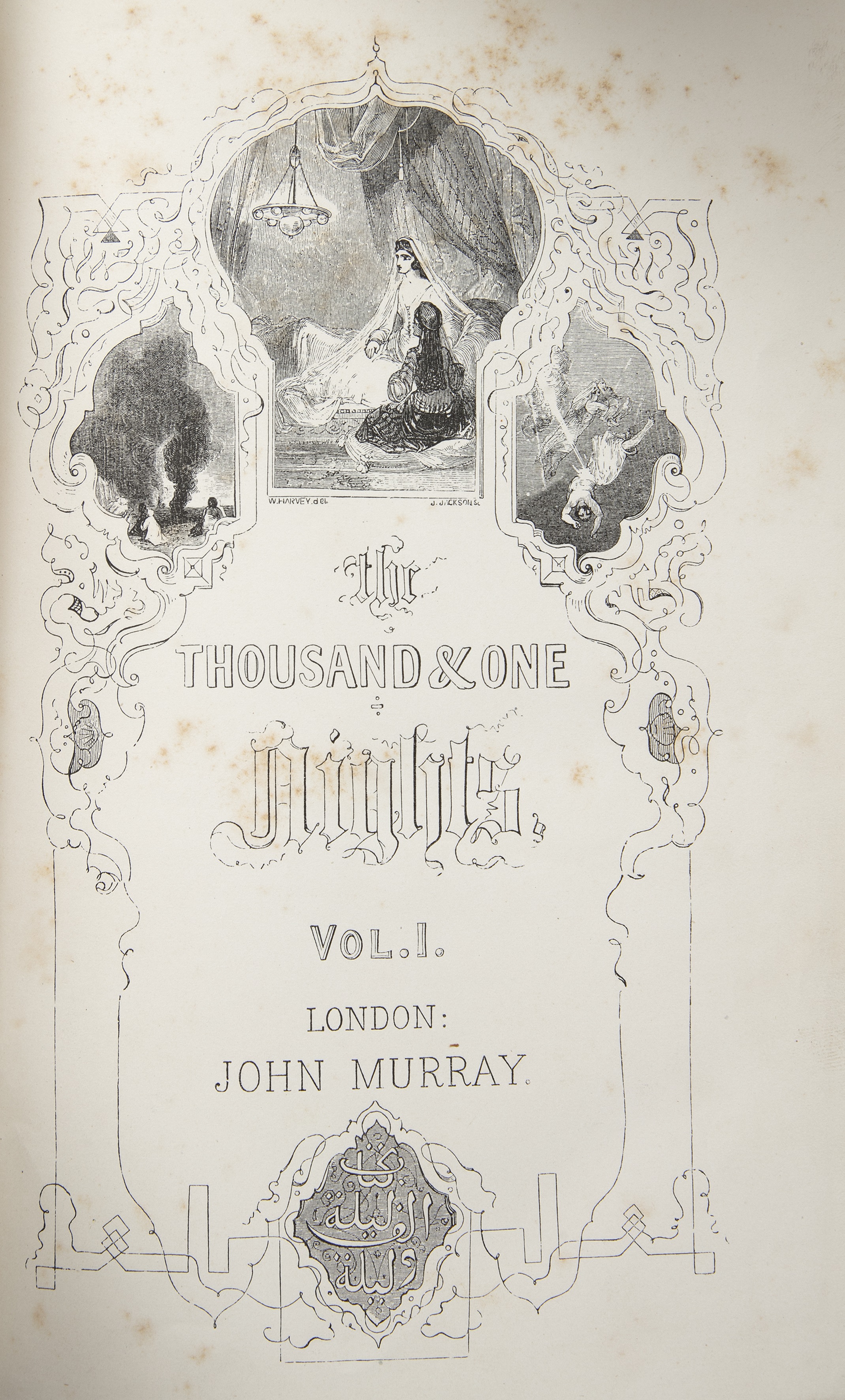 Lane (Edward William) Trans. The Thousand and One Nights. New Ed. 3 vols. Murray, London 1859, green - Bild 2 aus 2