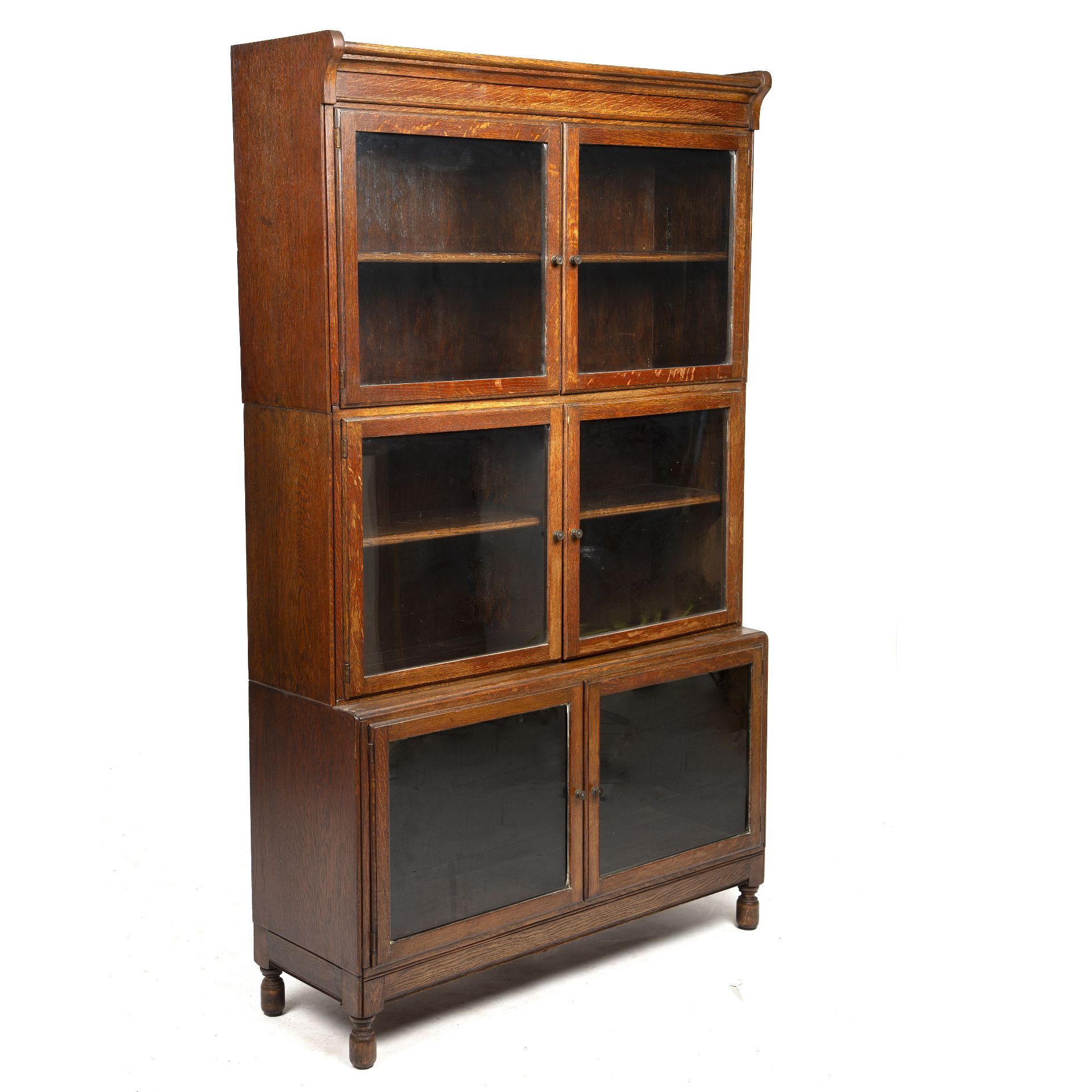 A Minty style three-tier oak bookcase with glazed doors, 90cm wide 150cm high - Bild 2 aus 16