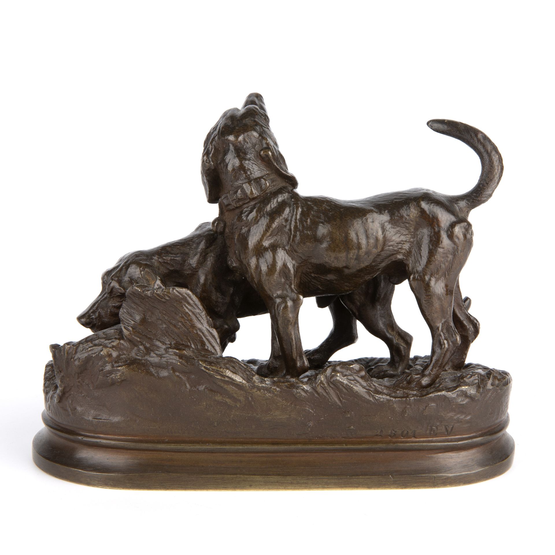 Alfred Dubucand (1828-1894) Retriever Dogs, bronze 14.5cm wide 11cm high - Bild 2 aus 6