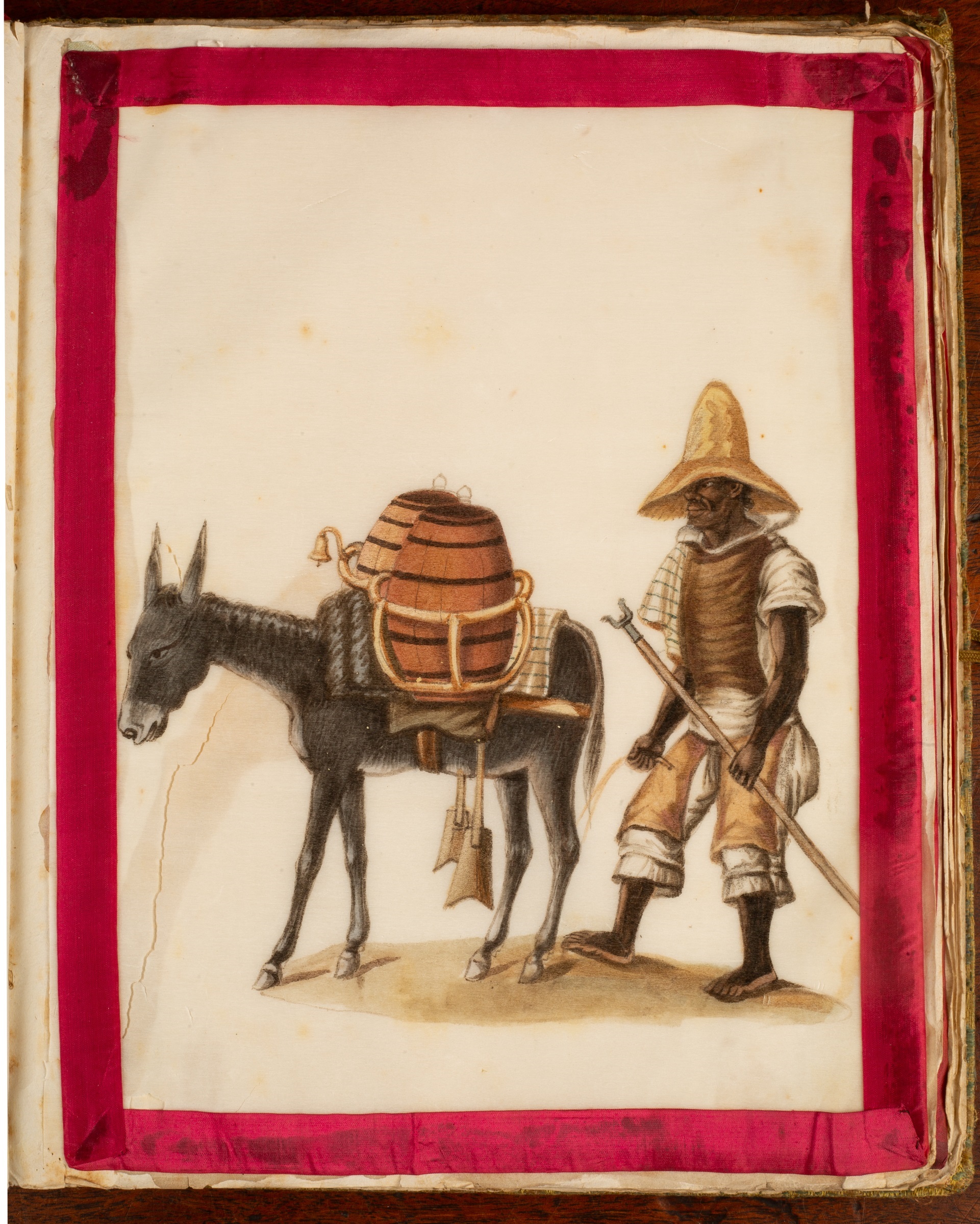 19th century Cantonese School. An album of twenty ‘pith’ paintings entitled ‘Lima (Peru) Costumes’ - Image 12 of 35