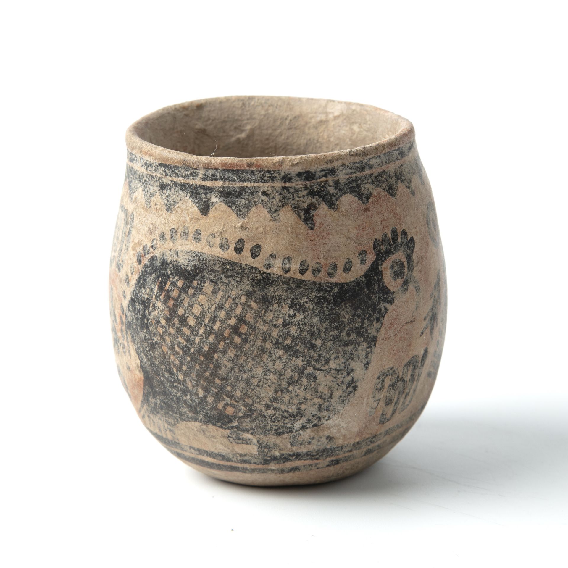 A terracotta pot decorated with birds, possibly Indus valley 2000 BC, 6cm wide 8cm high, untested. - Bild 2 aus 5