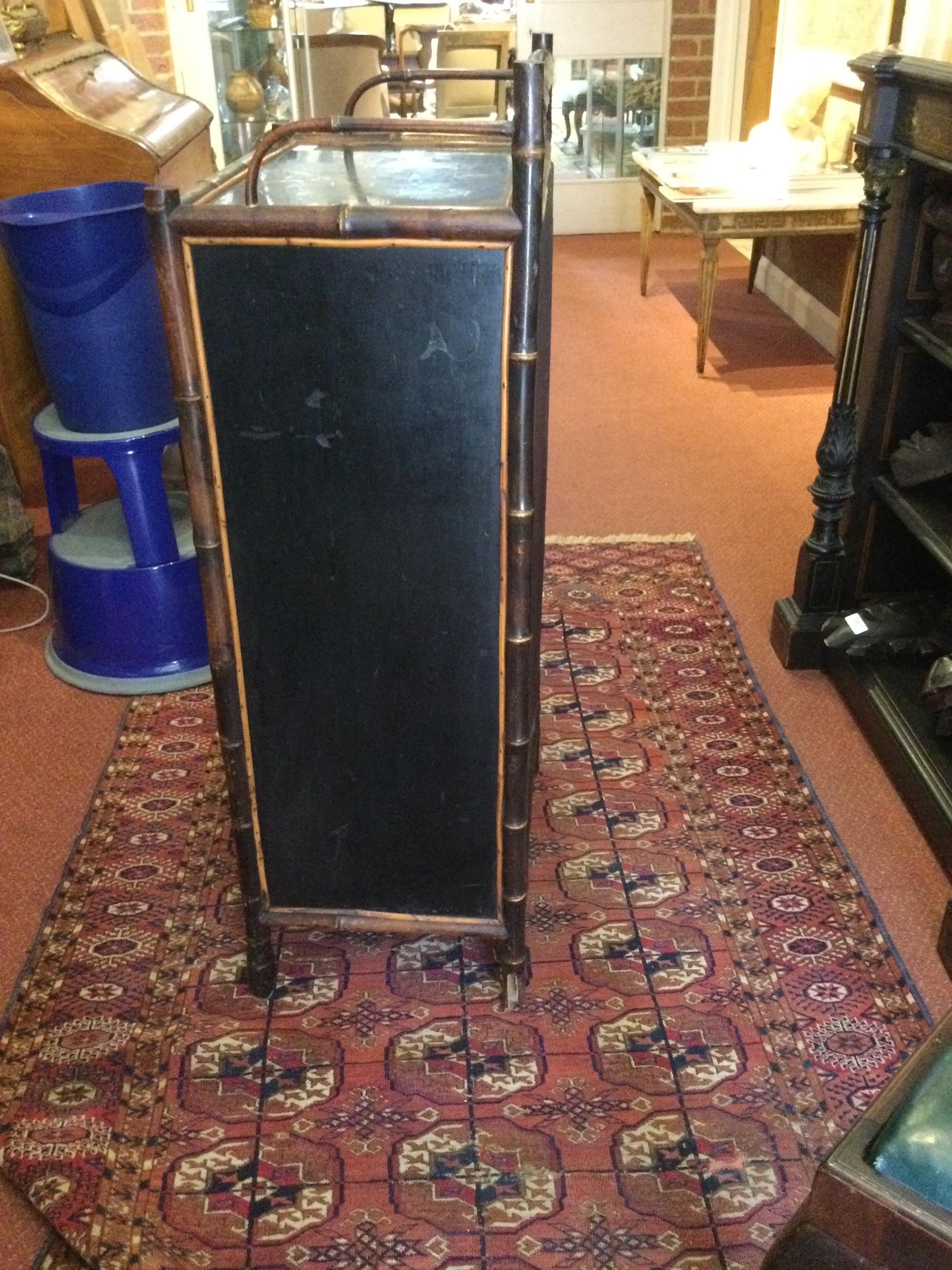 A late 19th century lacquered bamboo cabinet with a single door opening to reveal six drawers 47cm - Image 43 of 47