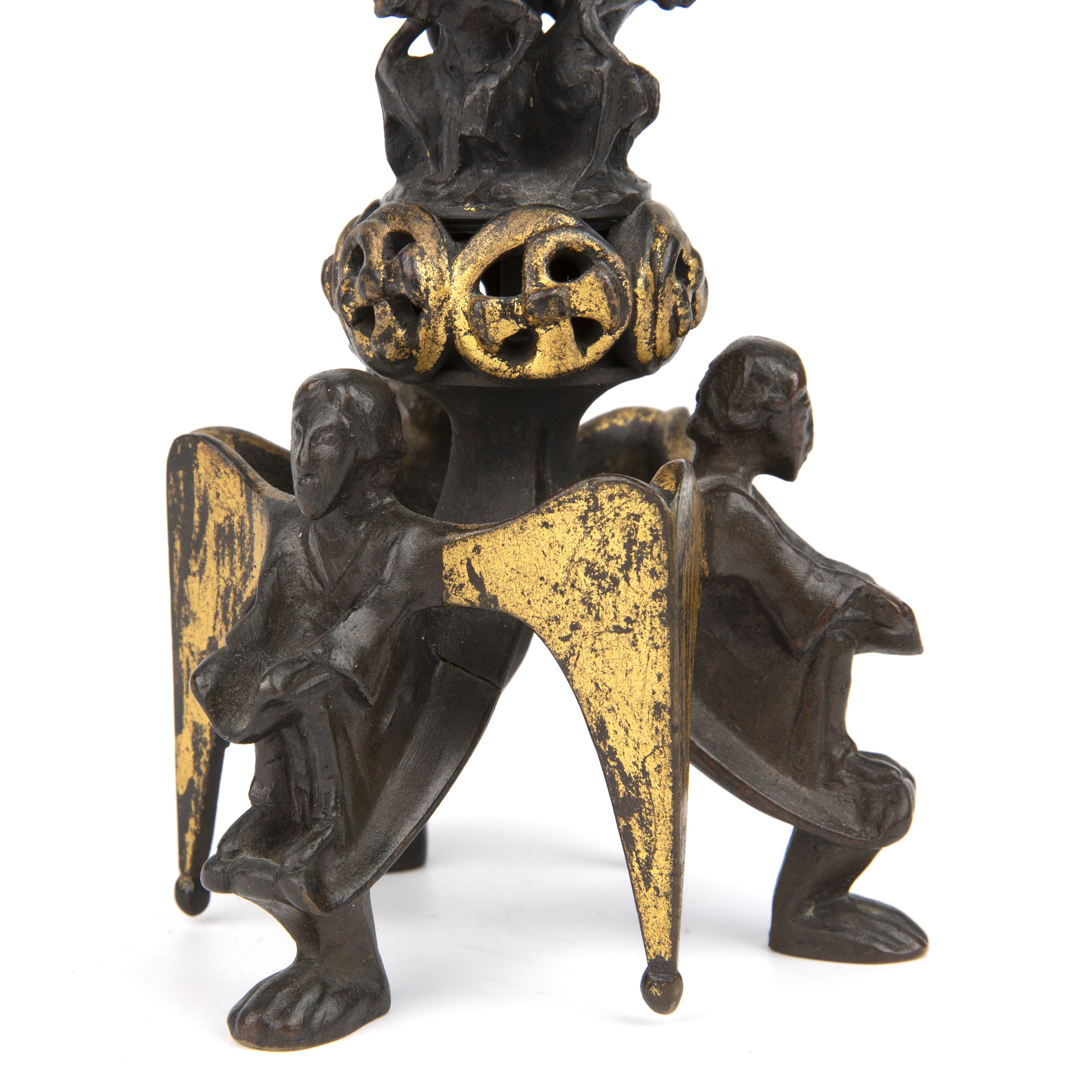 A bronze gothic pricket candlestick in the manner of Auguste Maximillien Delafontaine (1813-1892) - Bild 4 aus 5