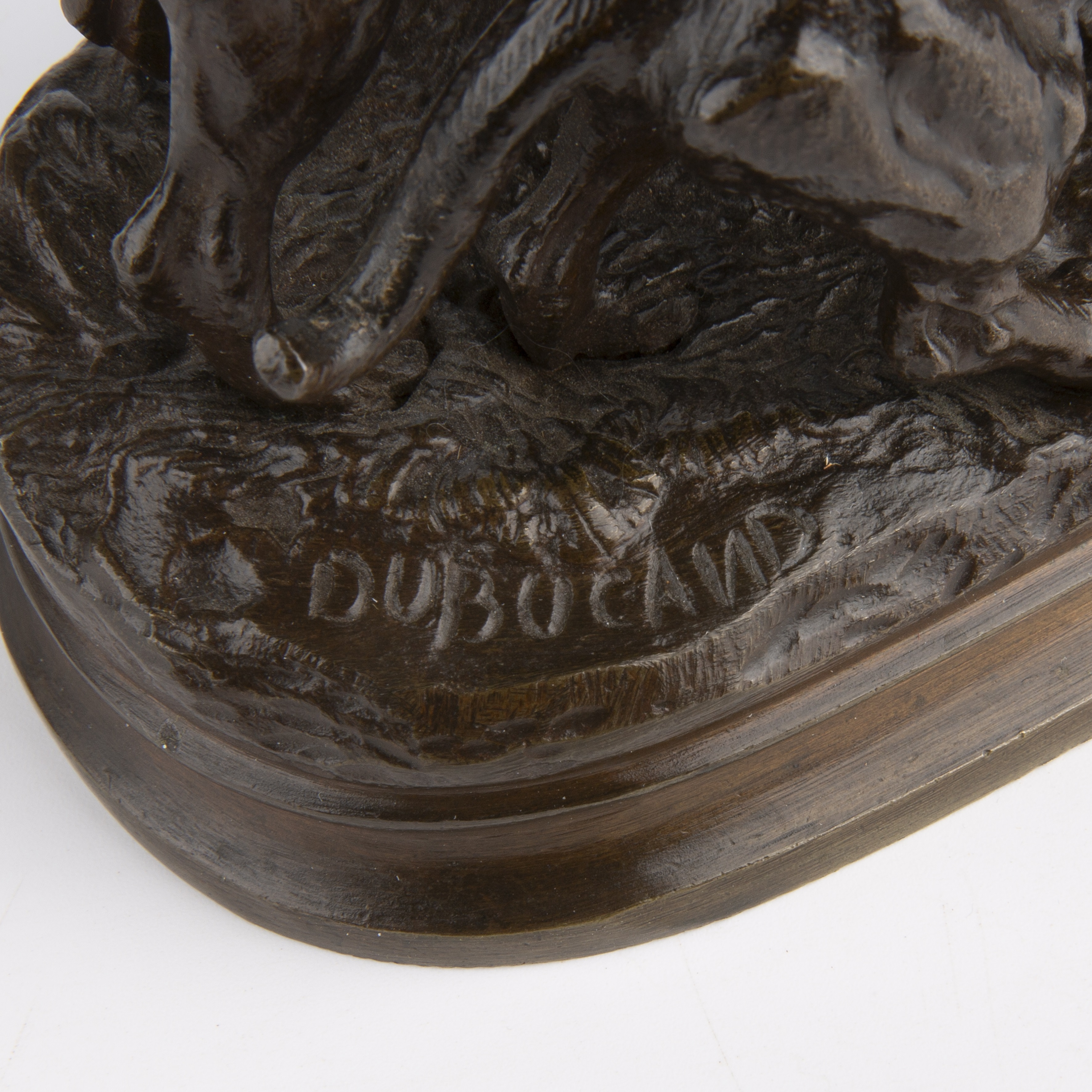 Alfred Dubucand (1828-1894) Retriever Dogs, bronze 14.5cm wide 11cm high - Image 5 of 6