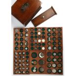 A cabinet on antique coins to include Roman coins, Gordian III, other coins George III 1787