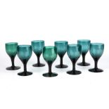 A set of eight Bristol wine glasses circa 1800-1820 7cm wide 12.5cm high All with good ting/ring