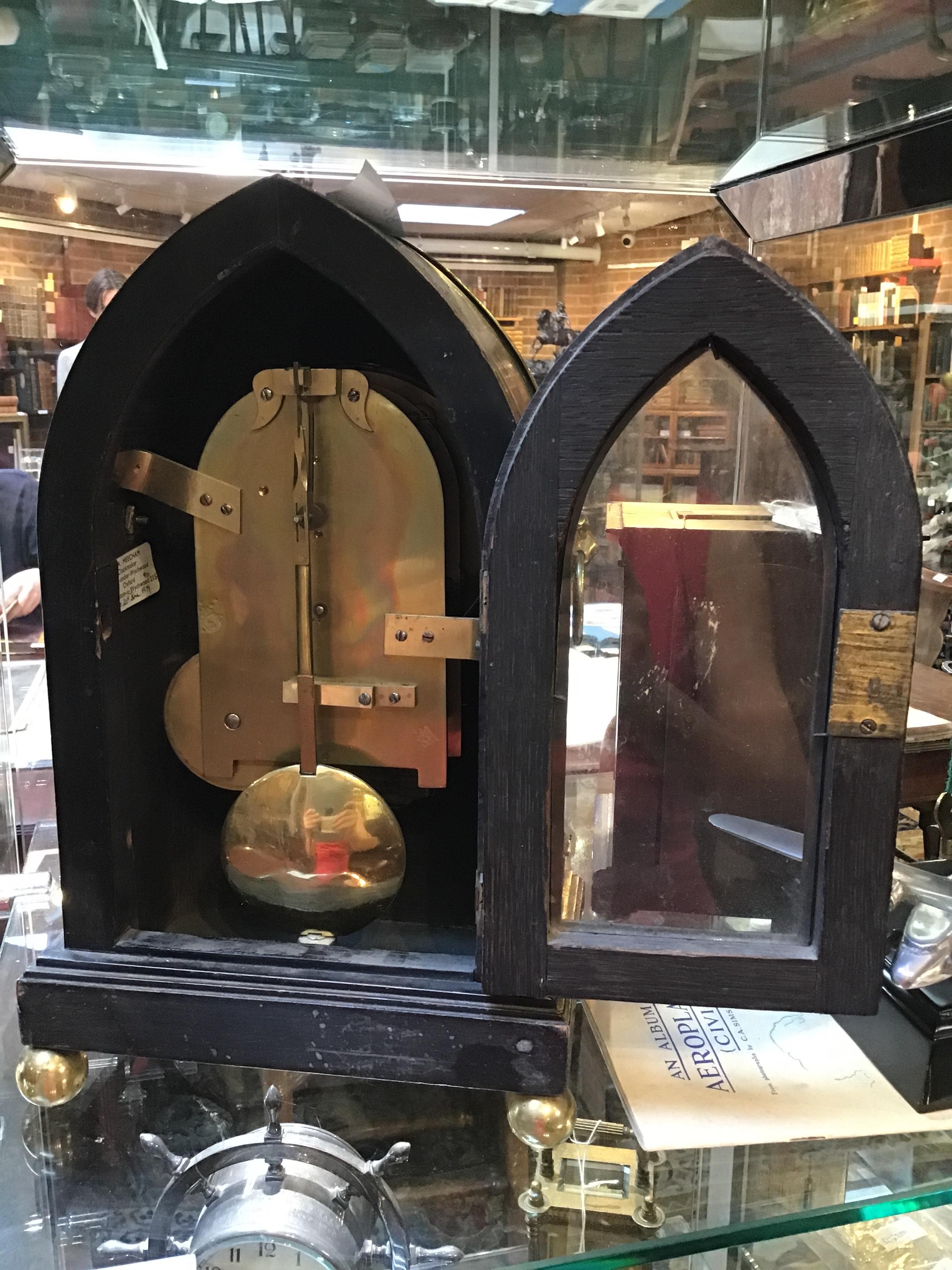 A mid 19th century ebonised mantle clock with brass decoration, the enamelled dial, signed W Terry - Image 8 of 15