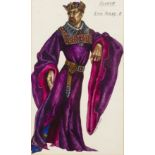 Audrey Cruddas (1912-1979) two theatrical figures, Henry IV part 1 and Henry IV, watercolours 26cm x