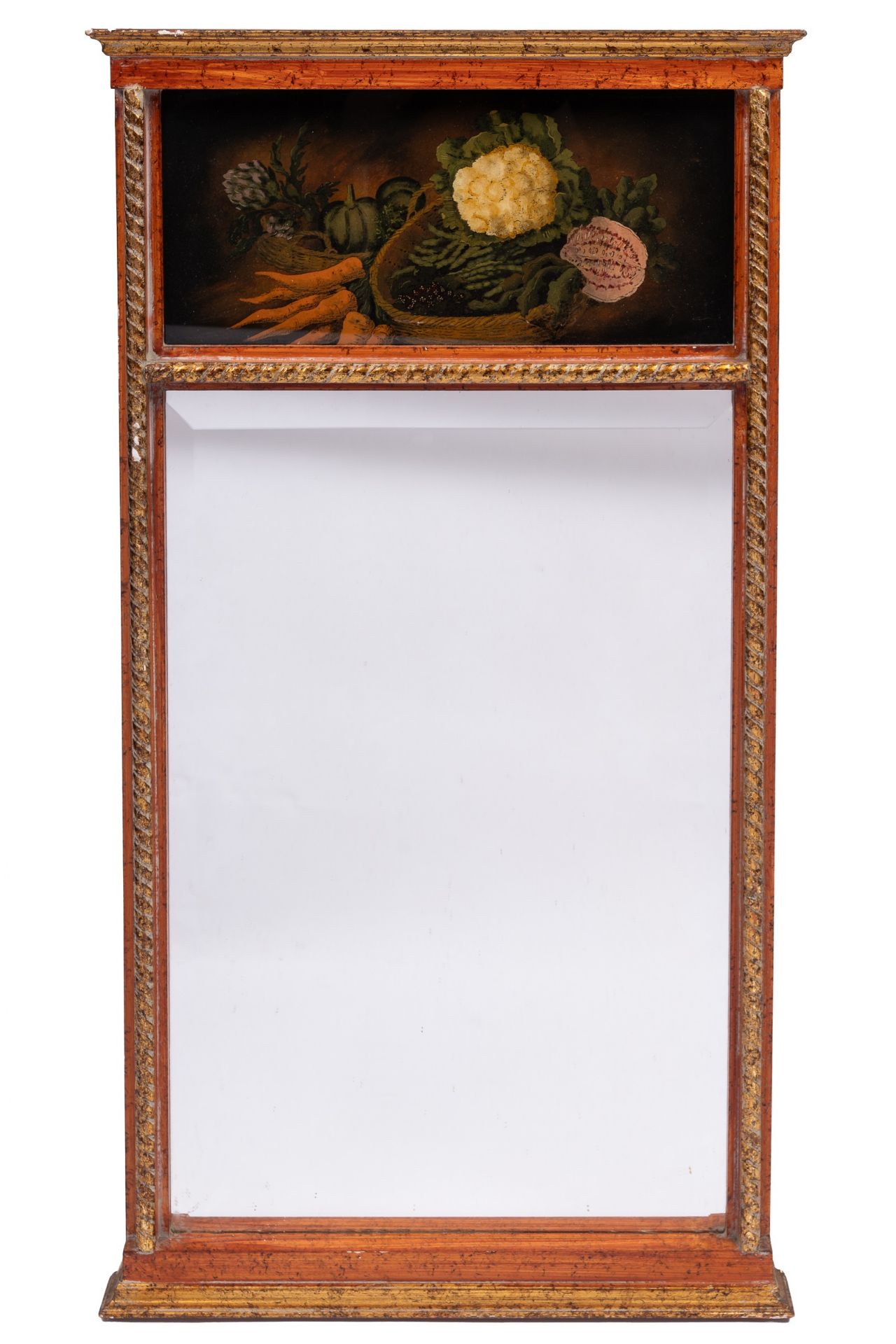 A Trumeau mirror with reverse glass in the style of Cedric Morris 44cm wide 88cm