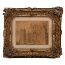 Robinson (Charles?) Wollaton Hall (Nottinghamshire), watercolour in gilt frame, 145 x 195mm