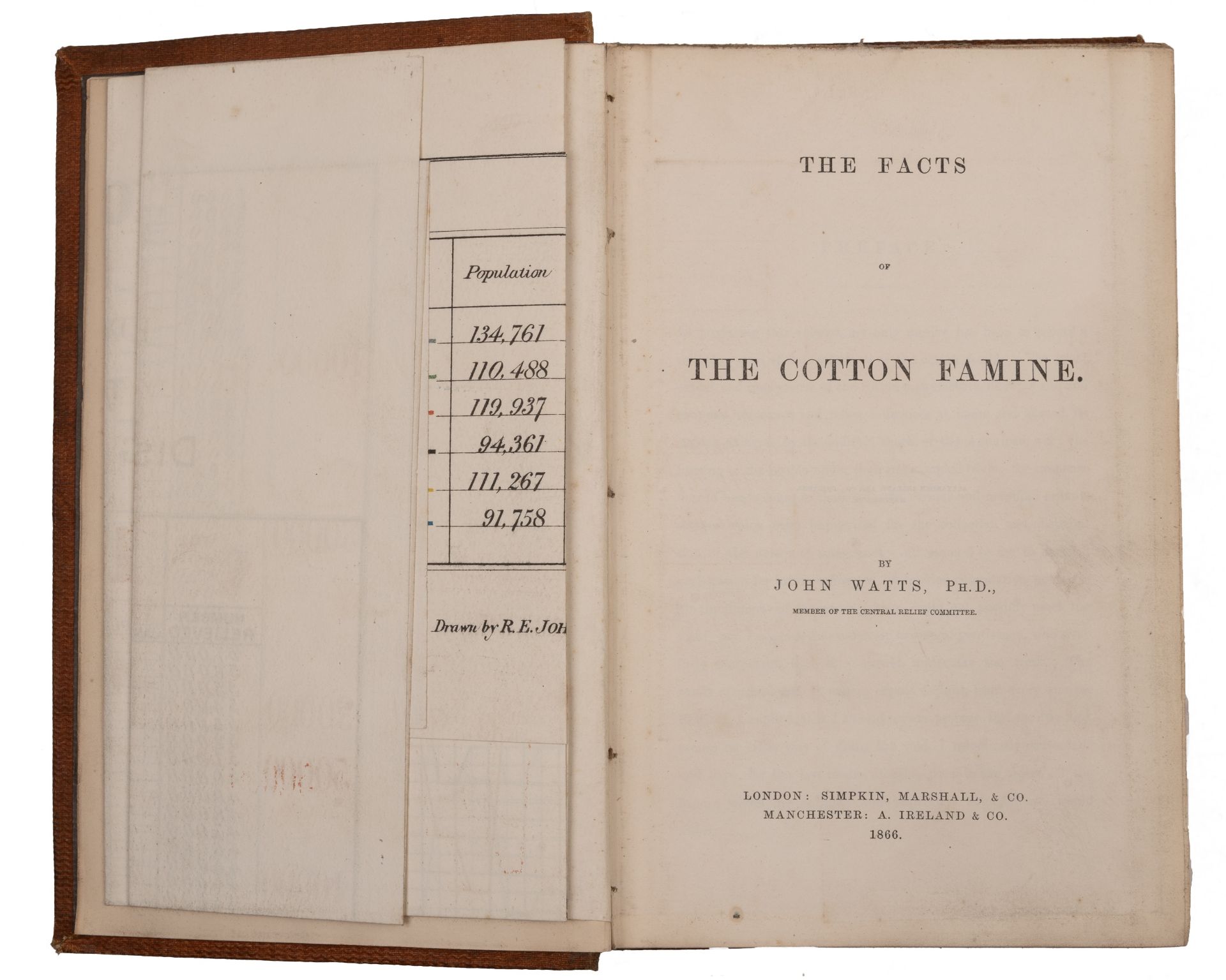 Watts (John). I The Facts of the Cotton Famine (in Lancashire) with folding chart. Simpkin Marshall, - Bild 2 aus 3