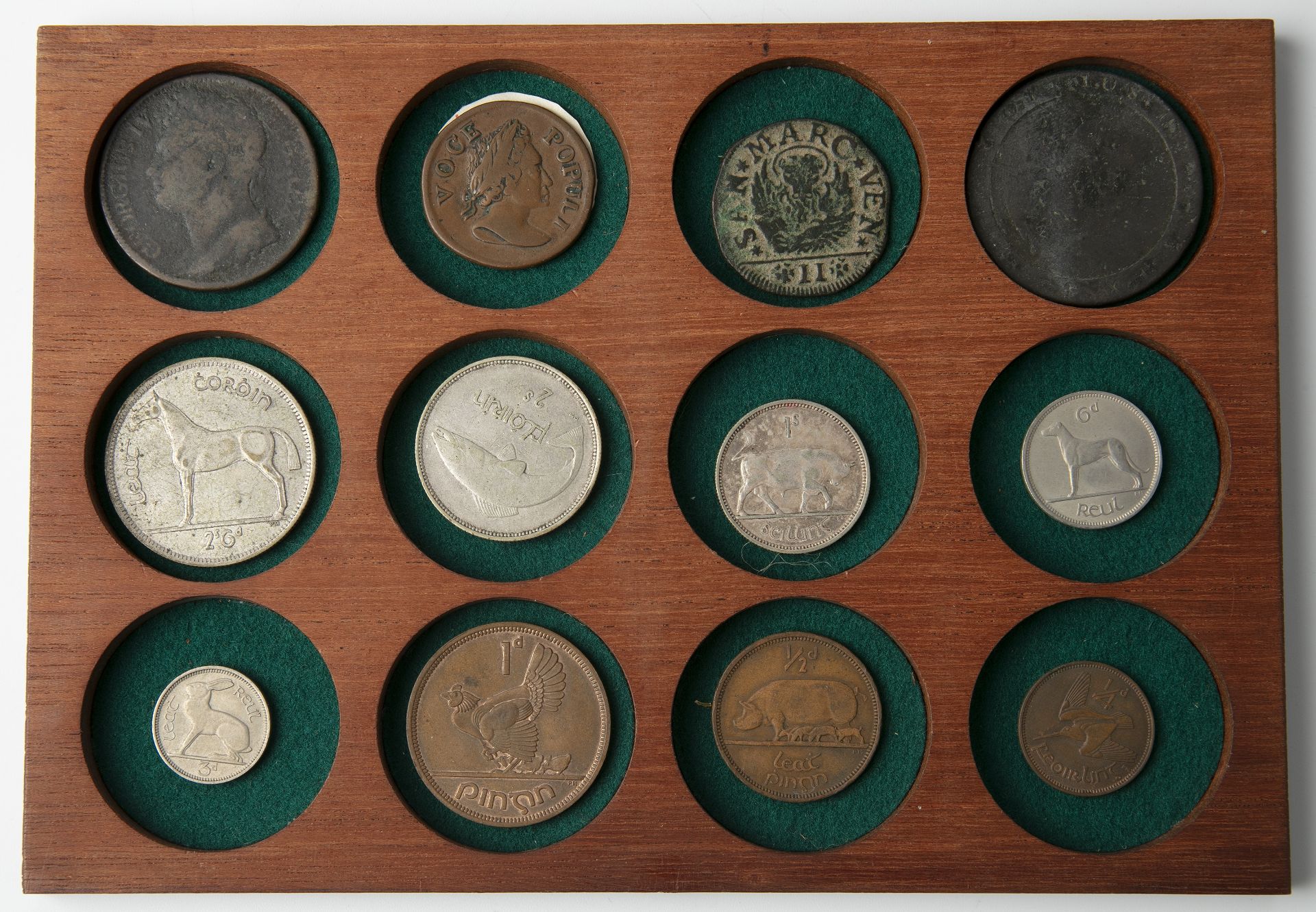 A cabinet on antique coins to include Roman coins, Gordian III, other coins George III 1787 - Image 3 of 12