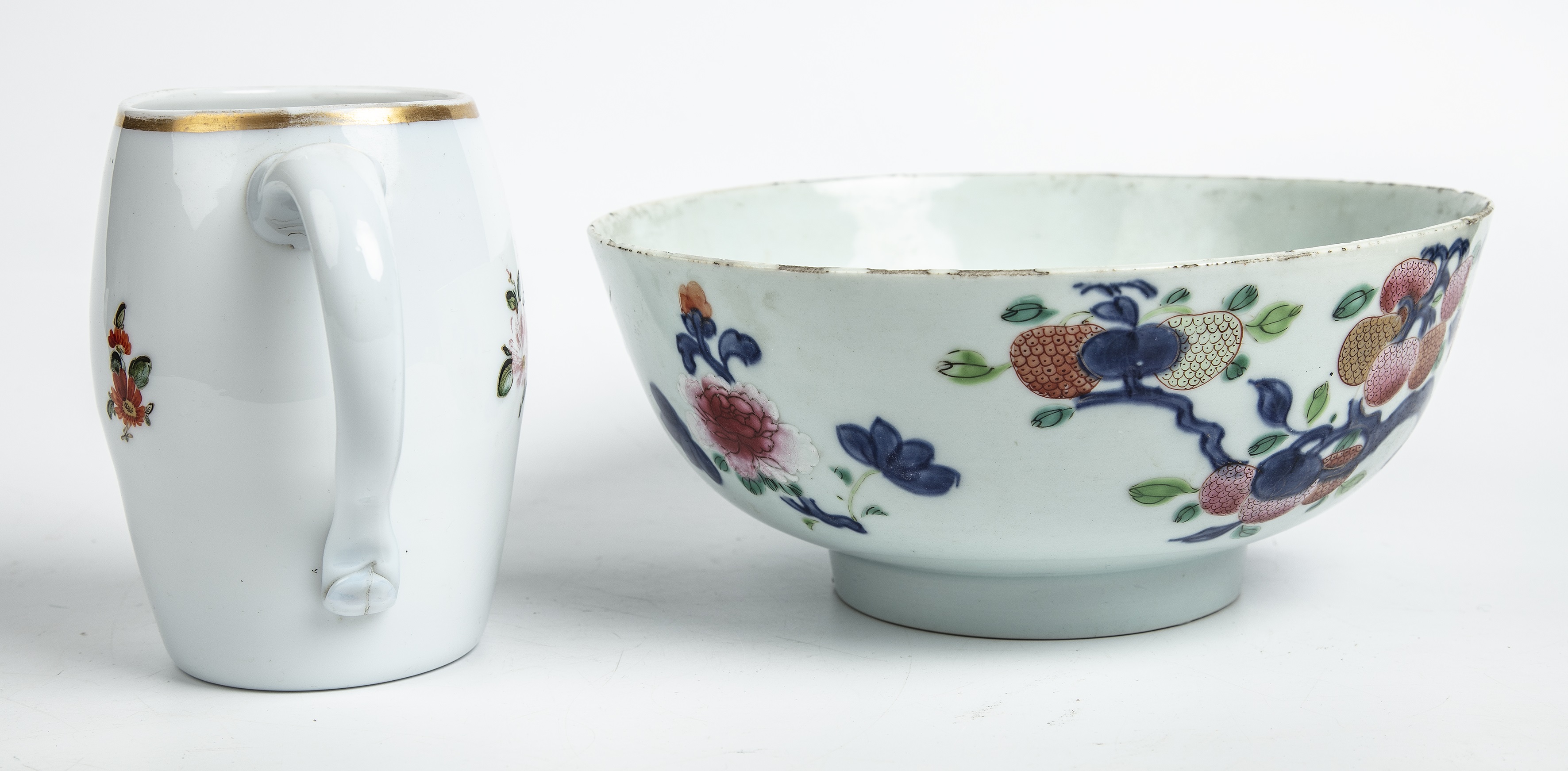 An 18th/19th century Bohemian milk glass tankard 14cm high together with Chinese porcelain bowl 24cm - Image 2 of 18