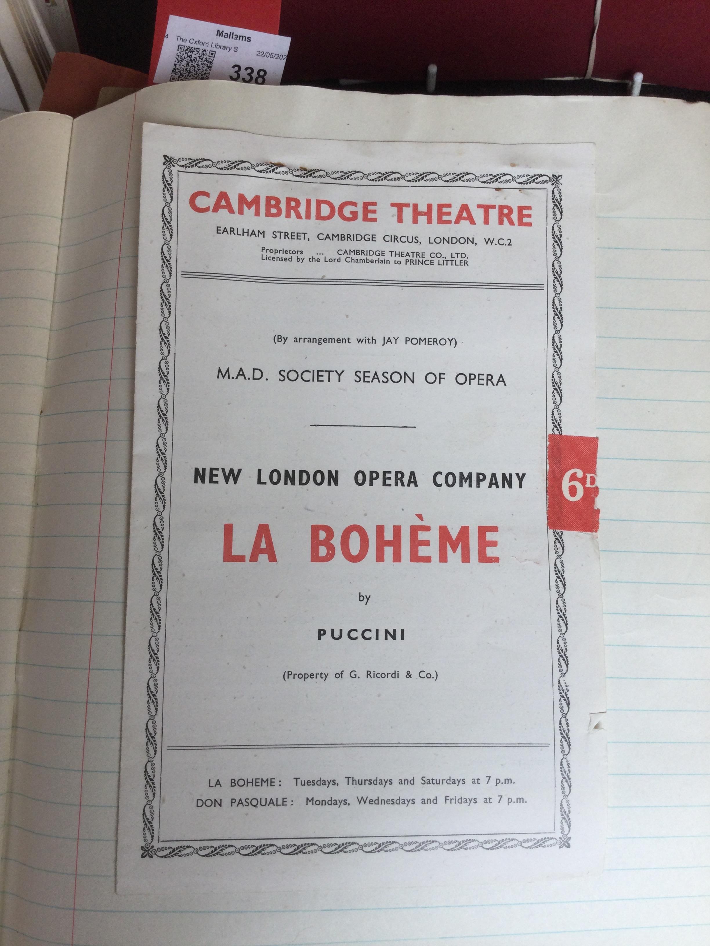 An extensive collection of theatre and ballet programmes c1950 mainly London, West End and Italian - Image 15 of 16