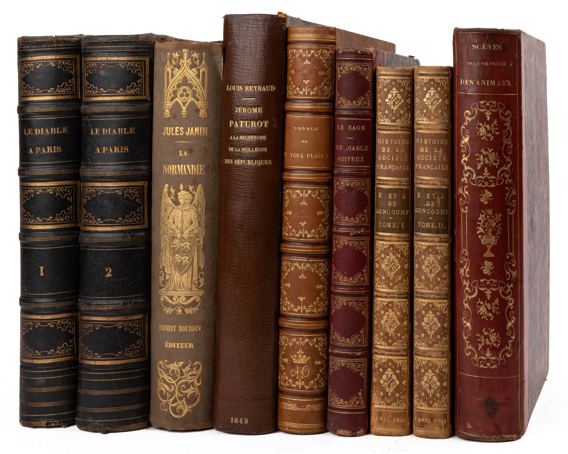 Le Diable a Paris. 2 vols. Hetzel, Paris 1845. Gavarni ( Paul)(Illus) marbled boards plus Janin (