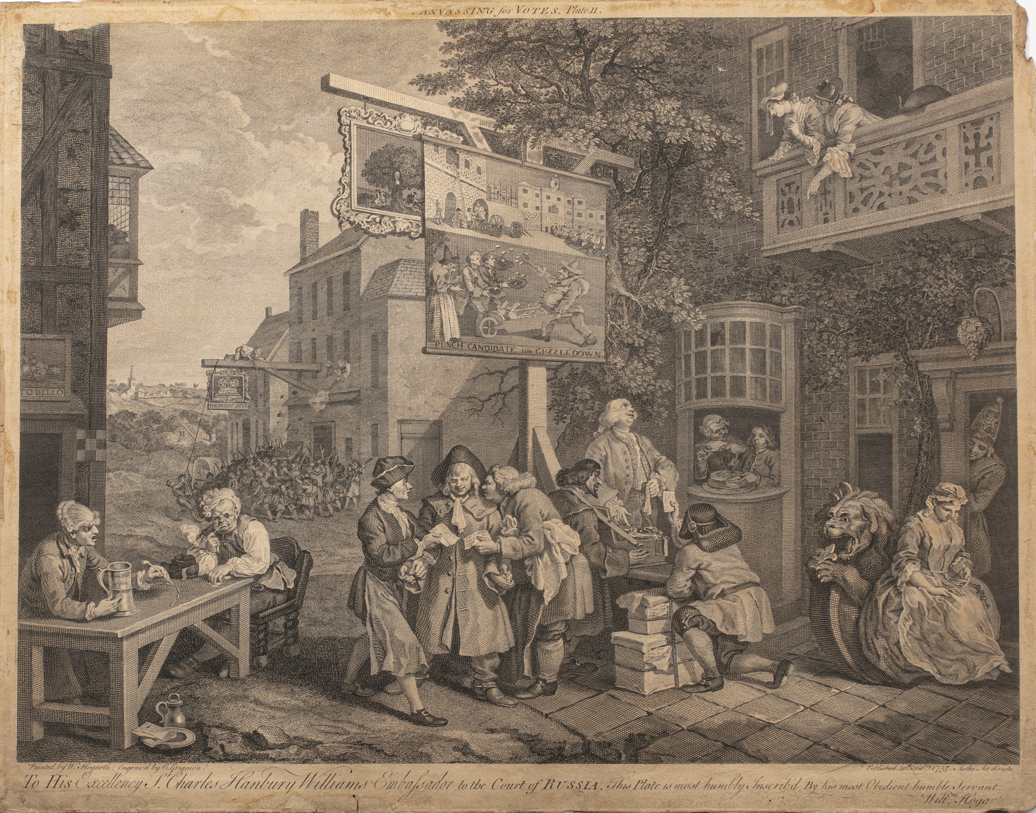 After William Hogarth (1697-1764), four engravings,40cm x 53cm An election entertainment plate 1, - Bild 3 aus 4
